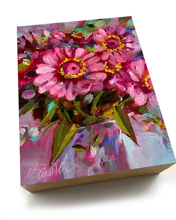 26.9.2_kim smith fine art_original oil painting_zinnia_spellbound_6x8x2_angled_1.jpg