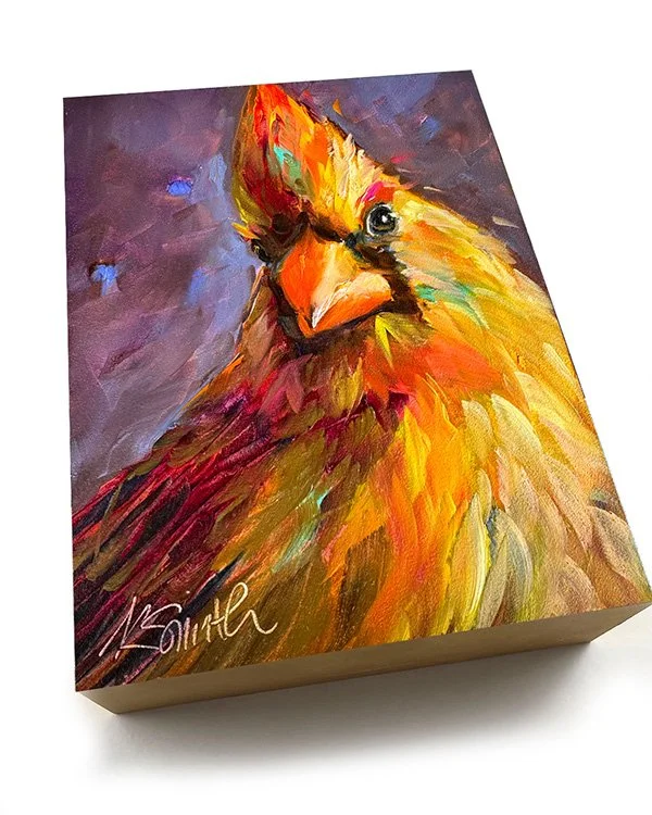 kim smith fine art_original oil painting_cardinal_clarice_6x8x2_angled.jpg