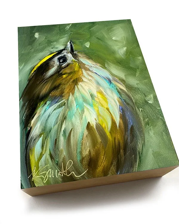 kim smith fine art_original oil painting_kinglet_alice_6x8x2_angled.jpg