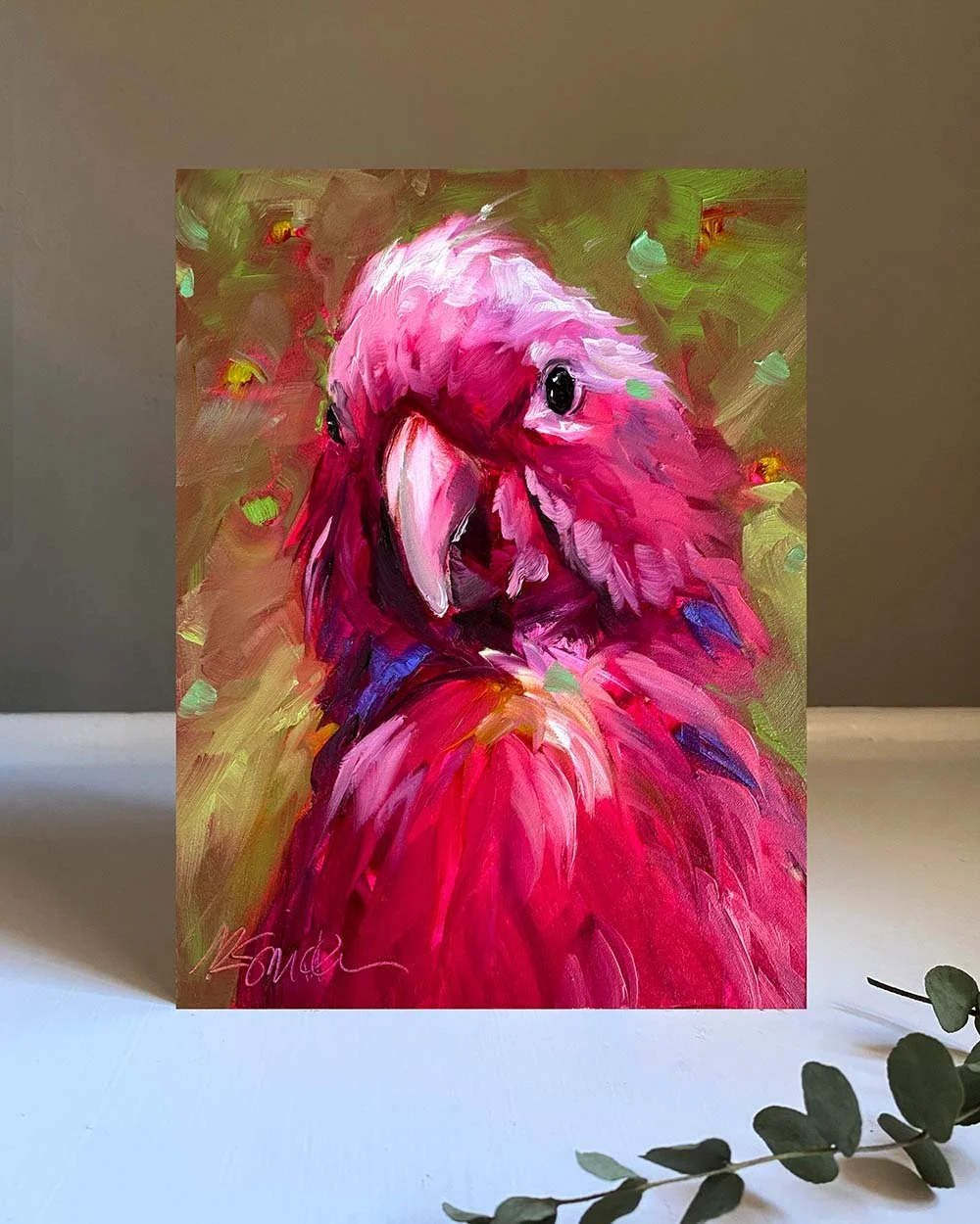 kim smith fine art_original oil painting_parrott_odette_6x8x2_insitu.jpg