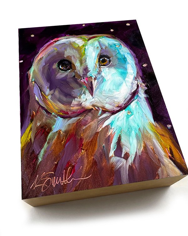 kim smith fine art_original oil painting_owl_hazel_6x8x2_angled.jpg