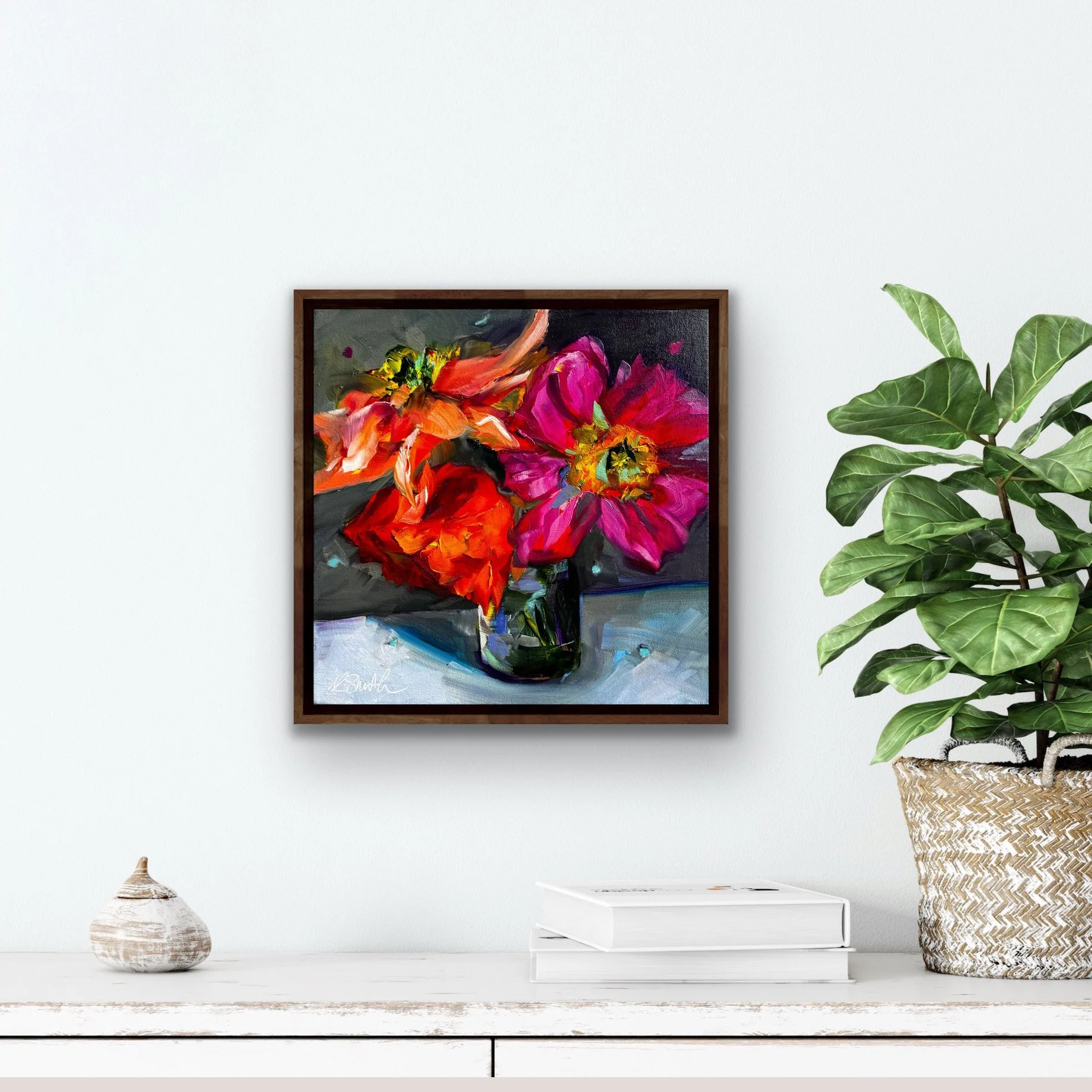 "wide open" square original oil painting