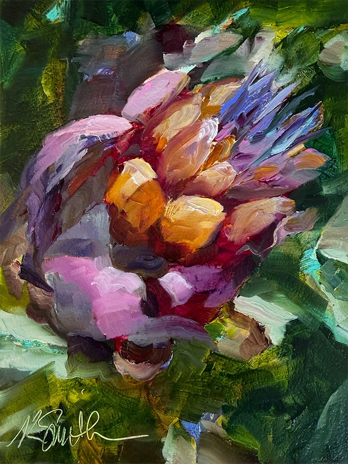 "italian artichoke" vertical original oil painting