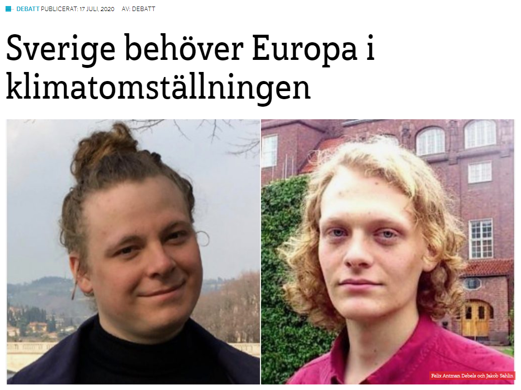 Klimatsossarna i Dagens Arena: Sverige behöver Europa i omställningen