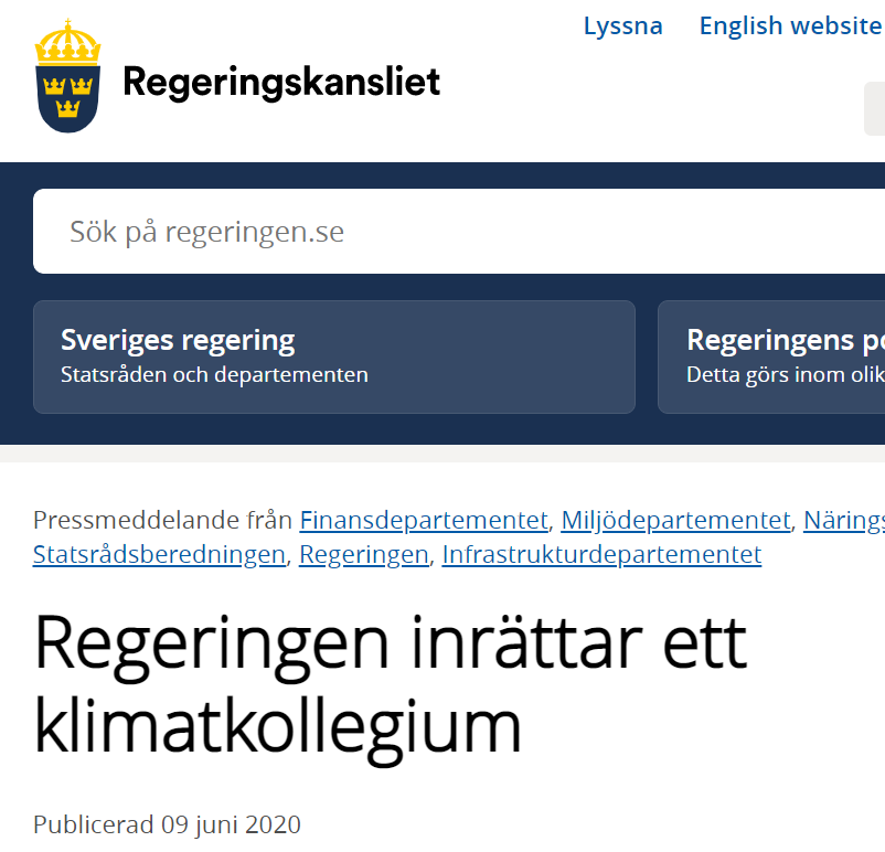 Klimatsossarna tipsar: Regeringen inrättar ett klimatkollegium