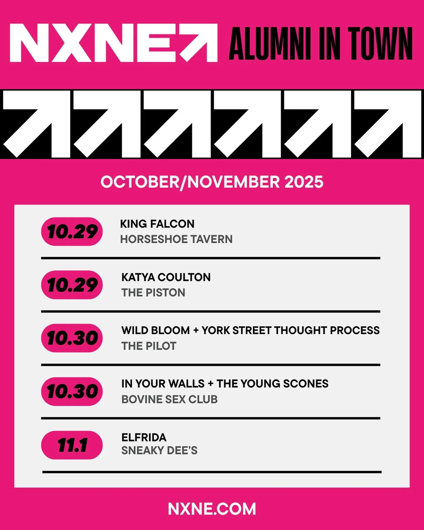 NXNE artists don&rsquo;t just play once - they keep the party going! 🔊🎸

We love seeing our performers light up Toronto stages year-round. Check out who&rsquo;s hitting the stage next 👀

Got your own gig? Former NXNE artists, drop your show info i