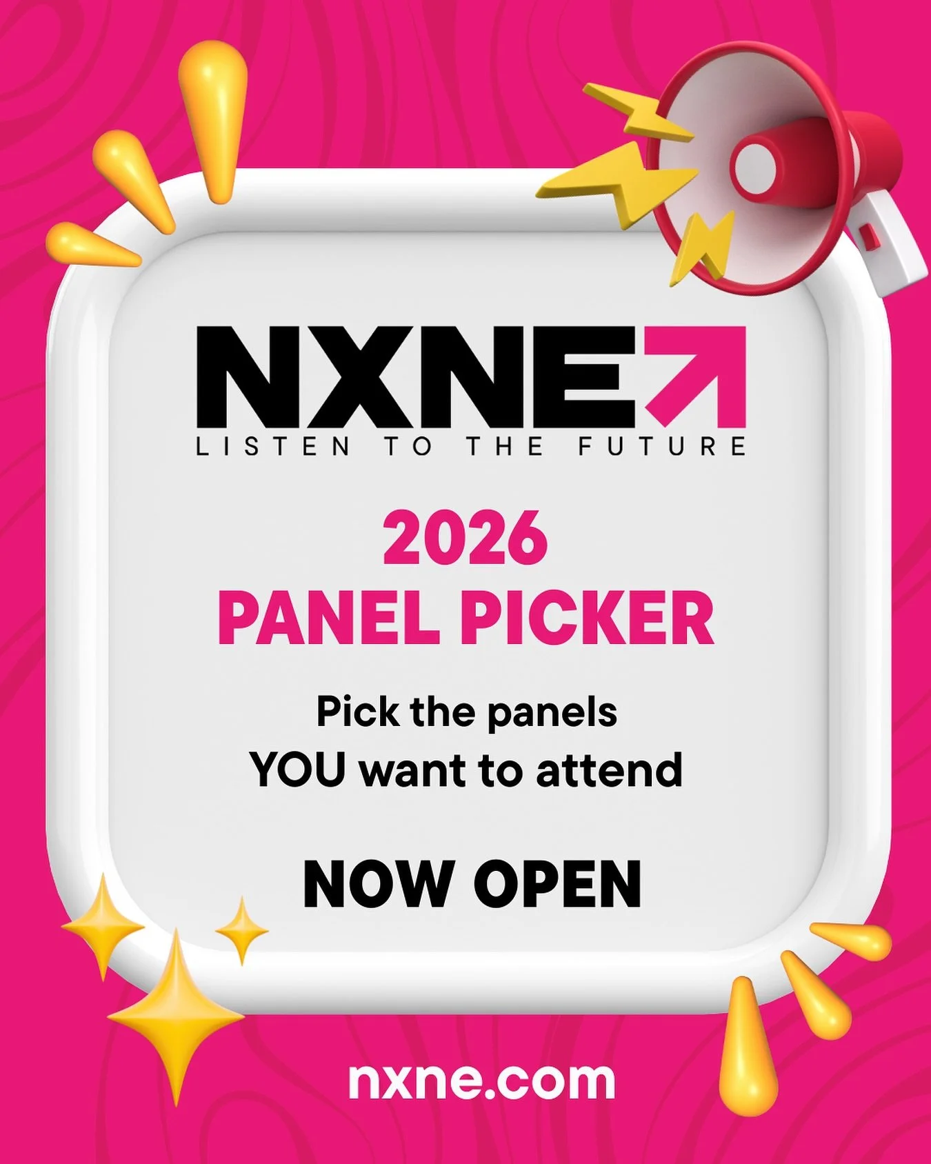 The NXNE Panel Picker is officially LIVE! 🎤💡

We want YOU to help shape our 2026 NEXT LEVEL Panels. Tell us what conversations matter, what topics inspire you, and what you want to learn next. Your voice = our programming.

Submit your ideas now at