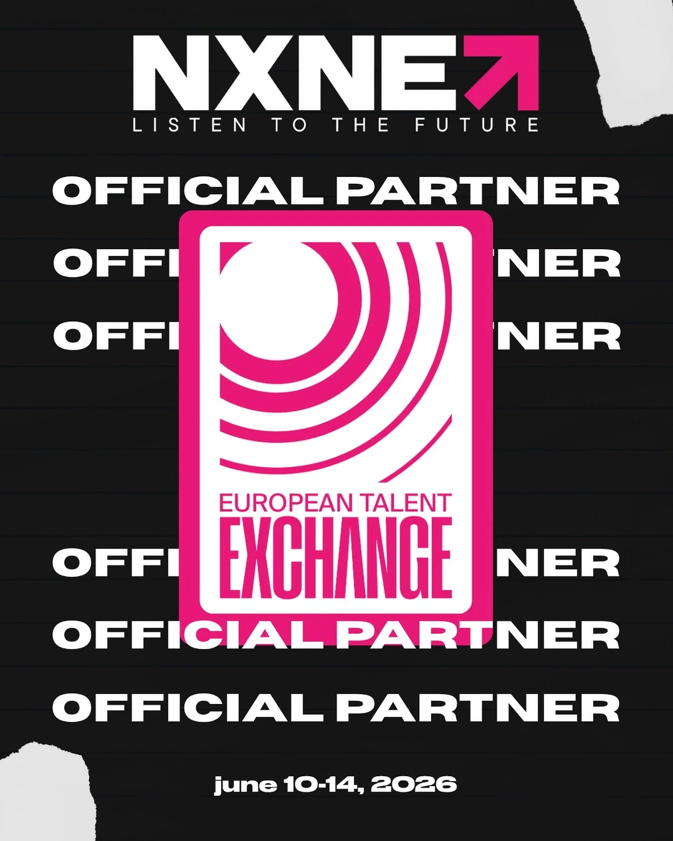 Exciting news! 🎉 

NXNE is officially joining the European Talent Exchange &mdash; a program designed to help artists divide and conquer Europe and beyond. Through partnerships with 130+ festivals, media outlets, and music export offices worldwide, 