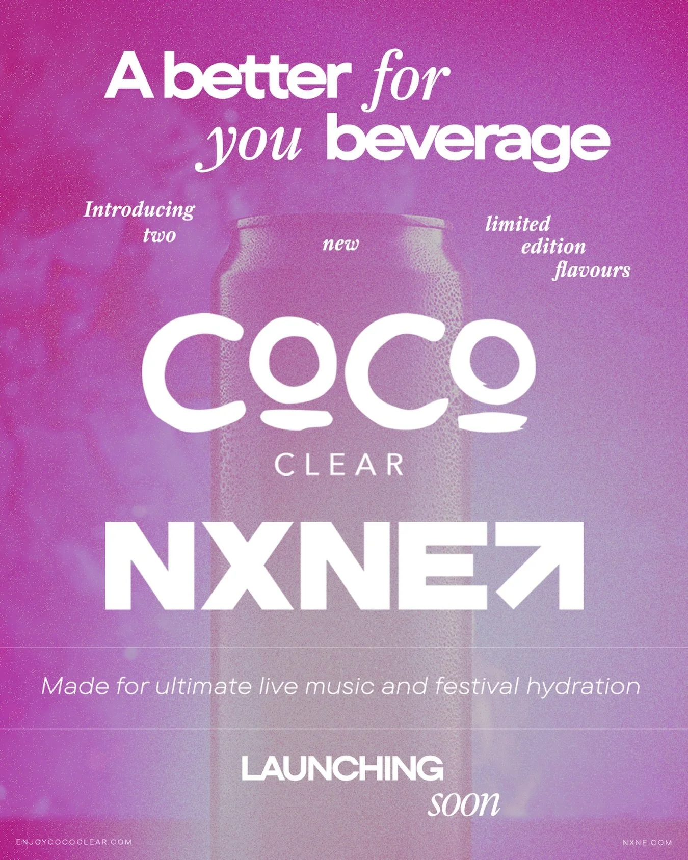 NXNE is proud to partner with The Bondi Distillery to launch the new, co-branded beverage: NXNE x CoCo CLEAR.

A sparkling coconut water with 11 essential nutrients &ndash; designed to fuel fans, artists, and communities across Canada&rsquo;s vibrant