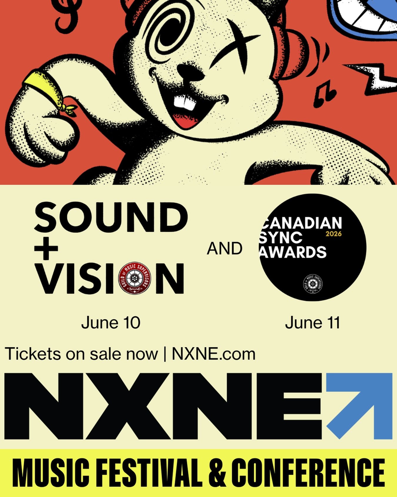 NXNE and The Guild of Music Supervisors are proud to announce the sixth Canadian Sync Awards will take place at NXNE on June 11, 2026 👏

Marking their 10th anniversary, the GMSC also introduces Sound + Vision &ndash; a full day of industry education