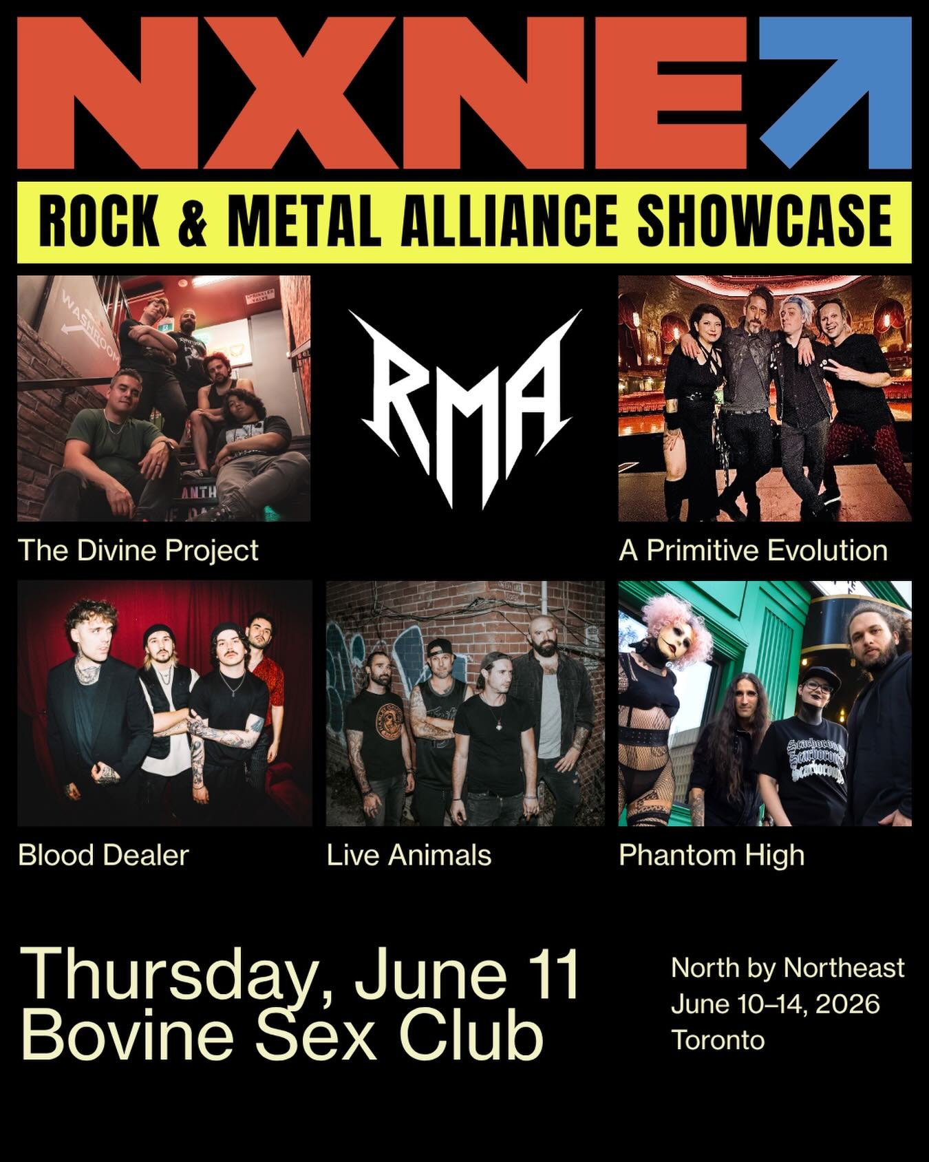 ROCK &amp; METAL ALLIANCE SHOWCASE is coming to NXNE🔥

In partnership with @rmaofficialuk &mdash; a platform that supports and connects rising rock artists &mdash; this night brings together a strong lineup representing the heavy music scene.

Thurs