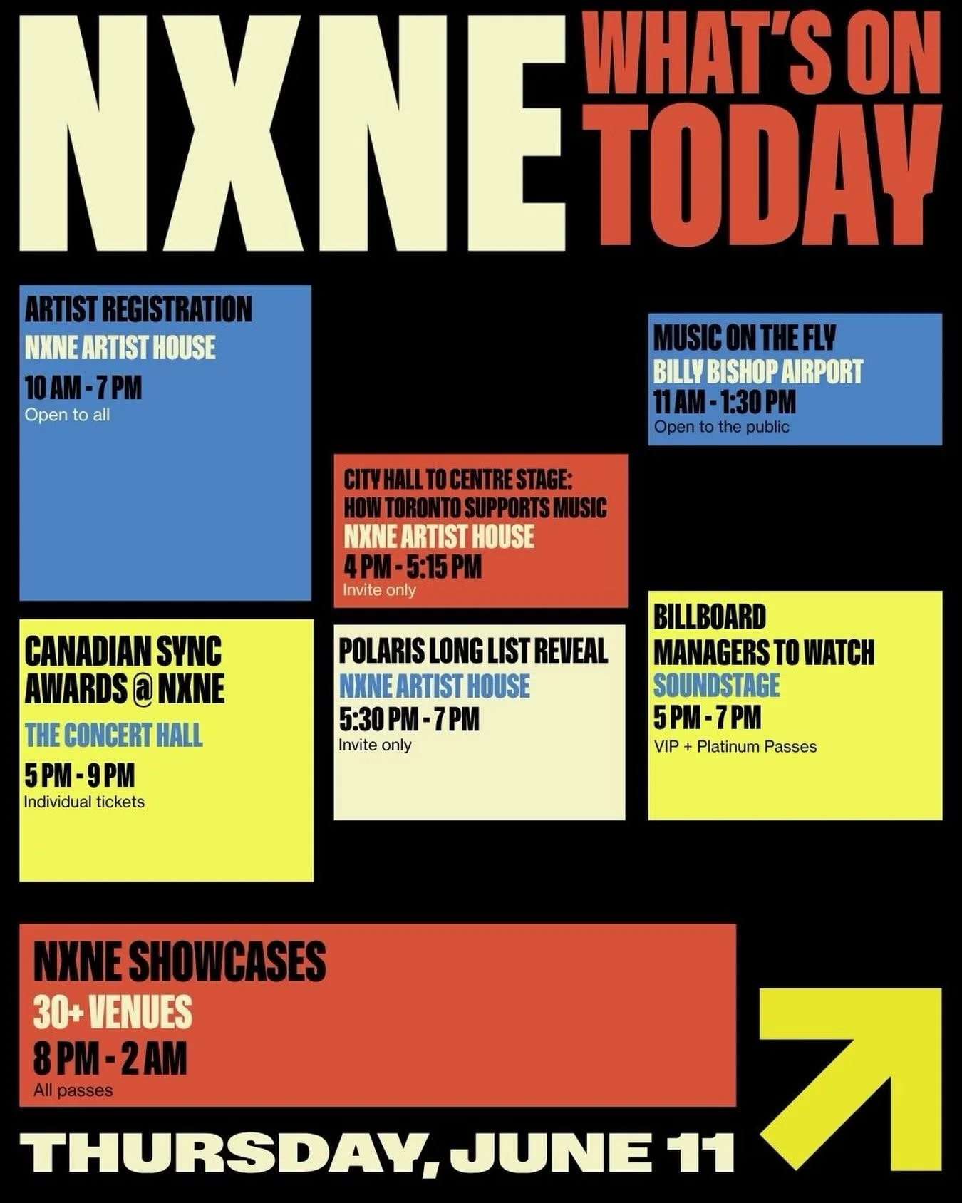 📣DAY TWO IS HERE📣

After an incredible first day, we&rsquo;re excited to share what&rsquo;s on today for day two of NXNE 2026.

Find us around the city today
⮕ Music on the Fly @bbishopairport @aeroportbbishop 
⮕ Canadian Sync Awards @ NXNE @888yon