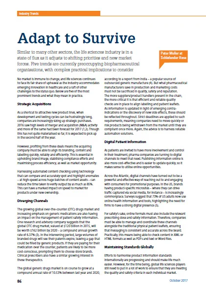 From the European Biopharmaceutical Review , October 2017