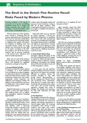 From International Pharmaceutical Industry January 2017