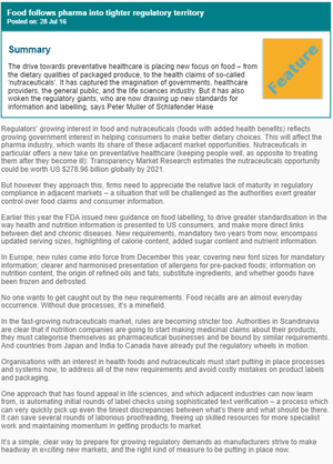 Food Follows Pharma into Tighter Regulatory Territory