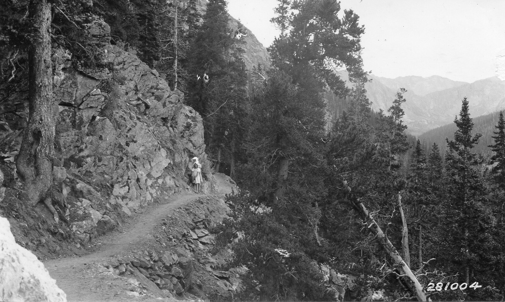  The Chicago Lakes trail from Echo Lake to the Idaho Springs Reservoir was even more perilous in 1933 than it is today. These young ladies would have had to be very careful! 