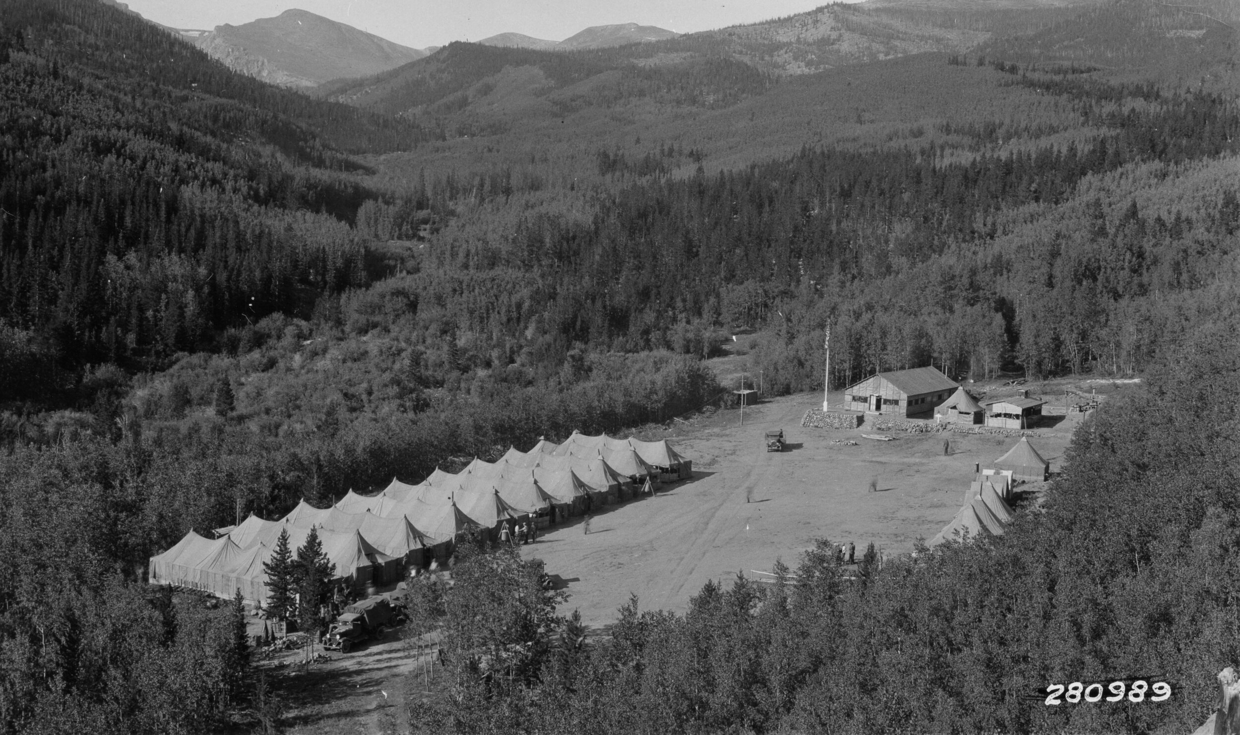  The depression era Civilian Conservation Corps (CCC) program spawned camps at each district park to build and improve the trails we use today. This camp at the Hells Hole trailhead in 1933 lasted only for the season as it was too cold to spend the w