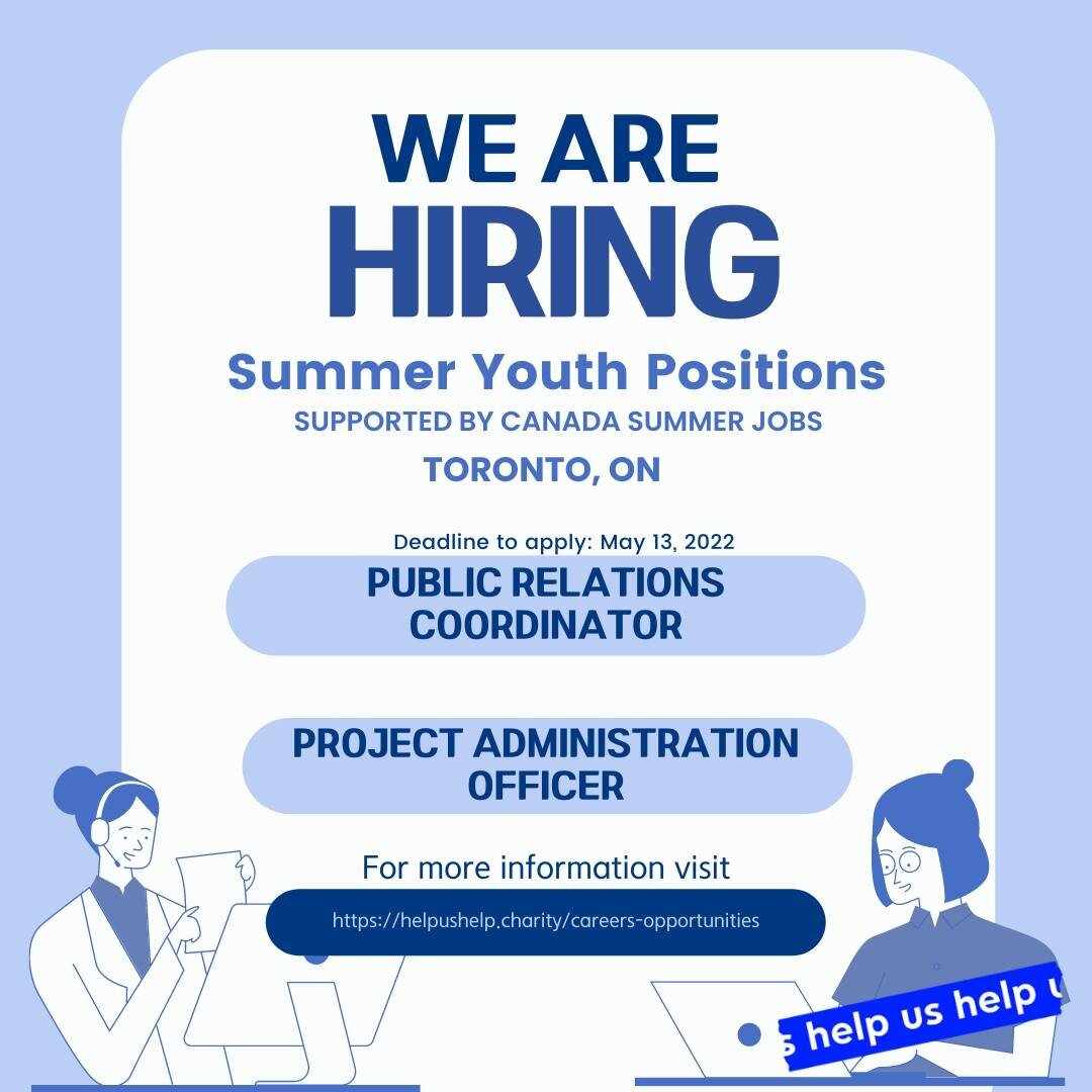 Only 4 days left to apply for our summer job positions supported by Canada Summer Jobs! 
We are looking for two qualified youth to support us throughout the summer - a Public Relations Coordinator and a Project Administration Officer. The deadline to