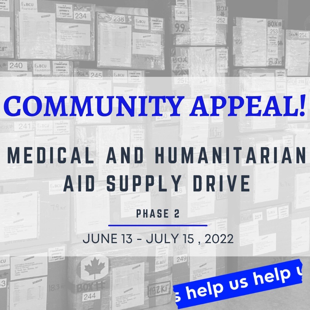 Mark your calendars! ⏰📆

Help Us Help will be launching Phase Two of the Medical and Humanitarian Aid Supply Drive from June 13th to July 15th, 2022.  We invite our amazing community to once again come together and help us reach our goal of packing 