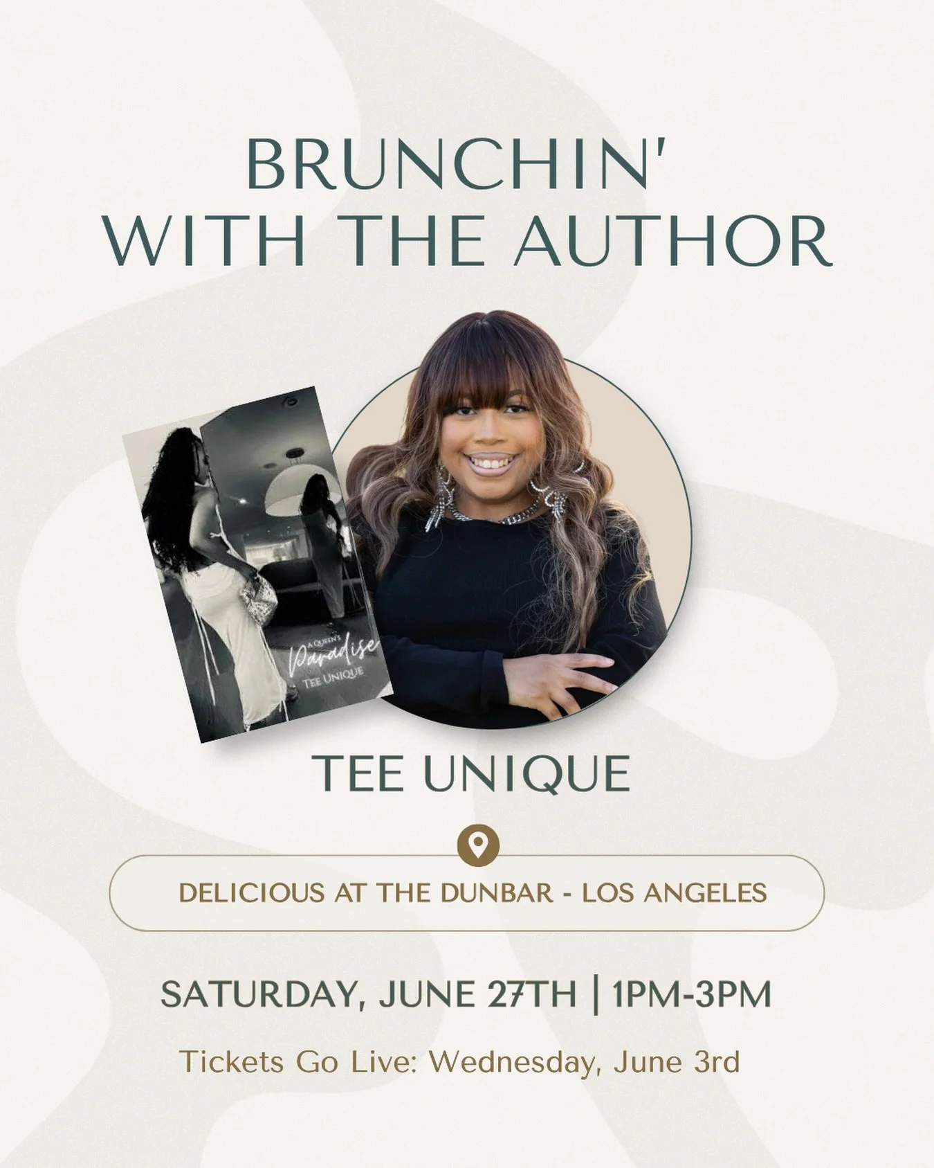 Brunchin&rsquo; with the Author featuring Tee Unique ✨

Join us Saturday, June 27th at @deliciousatthedunbar 

Tee Unique, author of A Queens Paradise &mdash; a sapphic romance novel. A woman named Aniko who re-evaluates her life and marriage after f