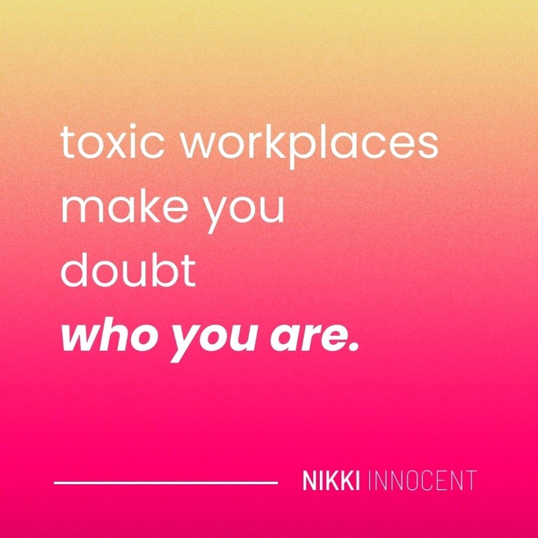 Toxic workplaces make you feel like you have to be a different person than you are to survive. ⁠
⁠
Remember: it's the environment that's the toxin -- not you.⁠
⁠
If you're struggling in a toxic workplace, I have some resources for you! Send me a DM o