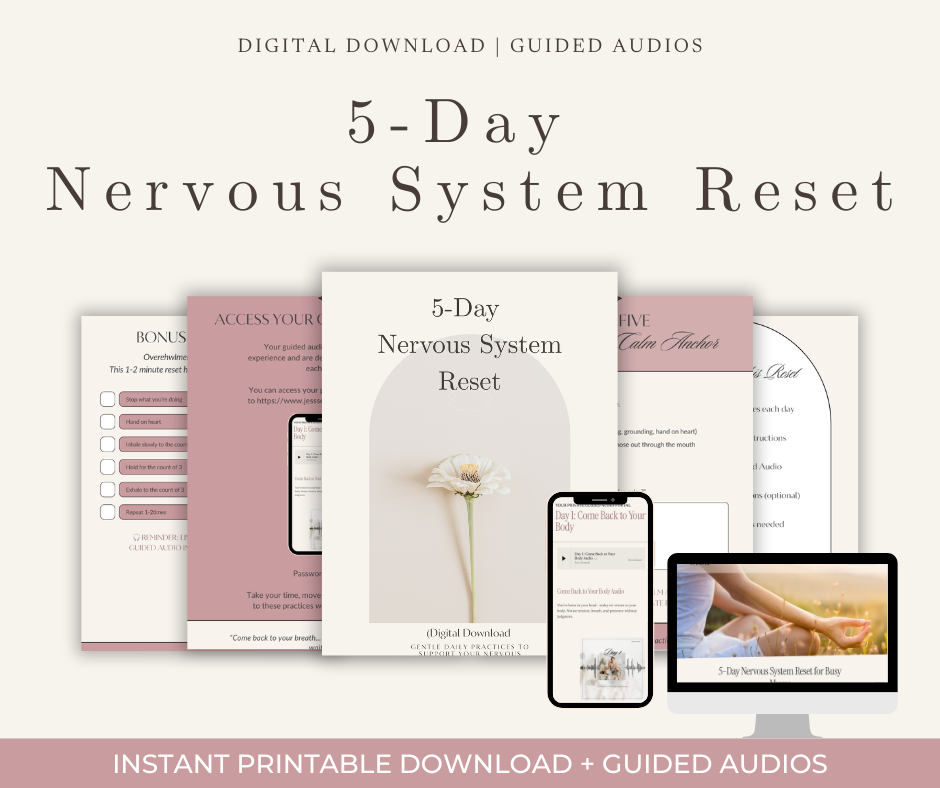 5 Day Nervous System Reset | Anxiety Relief Digital Download | Guided Meditation + Self Care Workbook