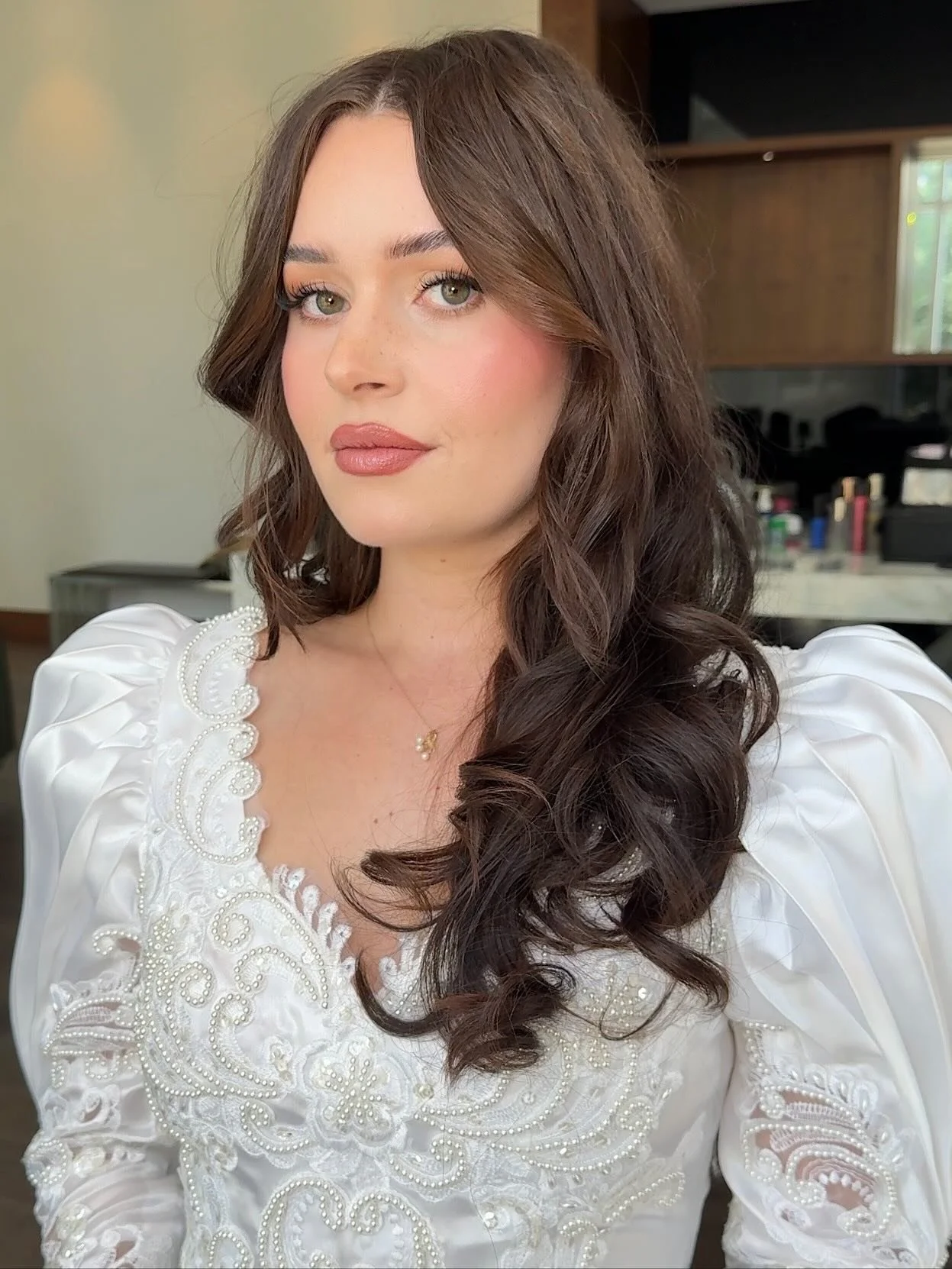 A glam story I&rsquo;ll never get over 🤍
She wore her mom&rsquo;s wedding dress&mdash;unaltered after decades&mdash;and it deserved a glam as meaningful as the moment. Soft sculpt, glowing skin, and romantic bridal energy. Still emotional over this 