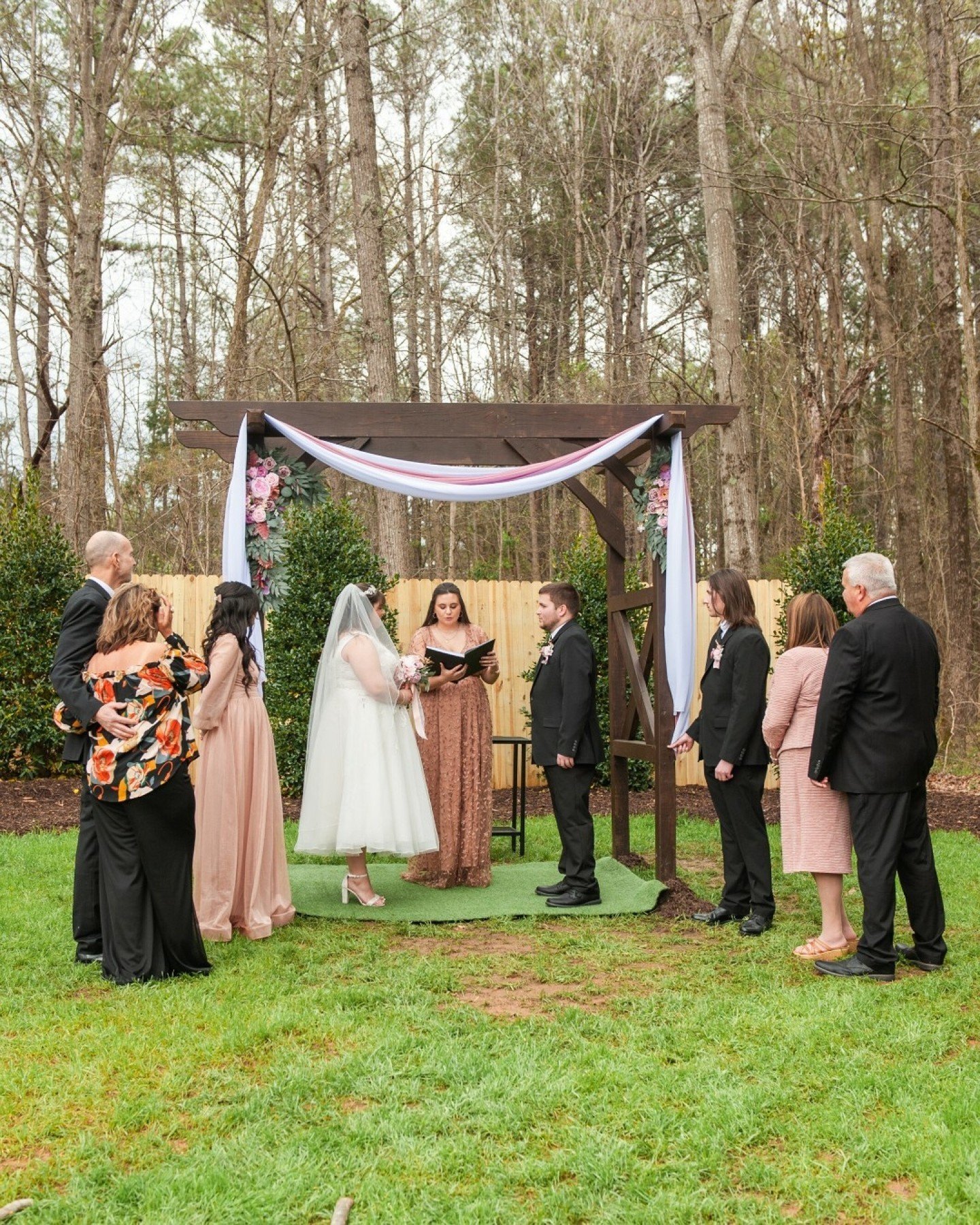 Happy Monthiversary to Sela and Kyle!  Their backyard wedding was so special, with the prettiest little arch built in the backyard where Kyle grew up, Sela's sister as the officiant, and the most precious ring-bearing flowerdog!  I love intimate wedd