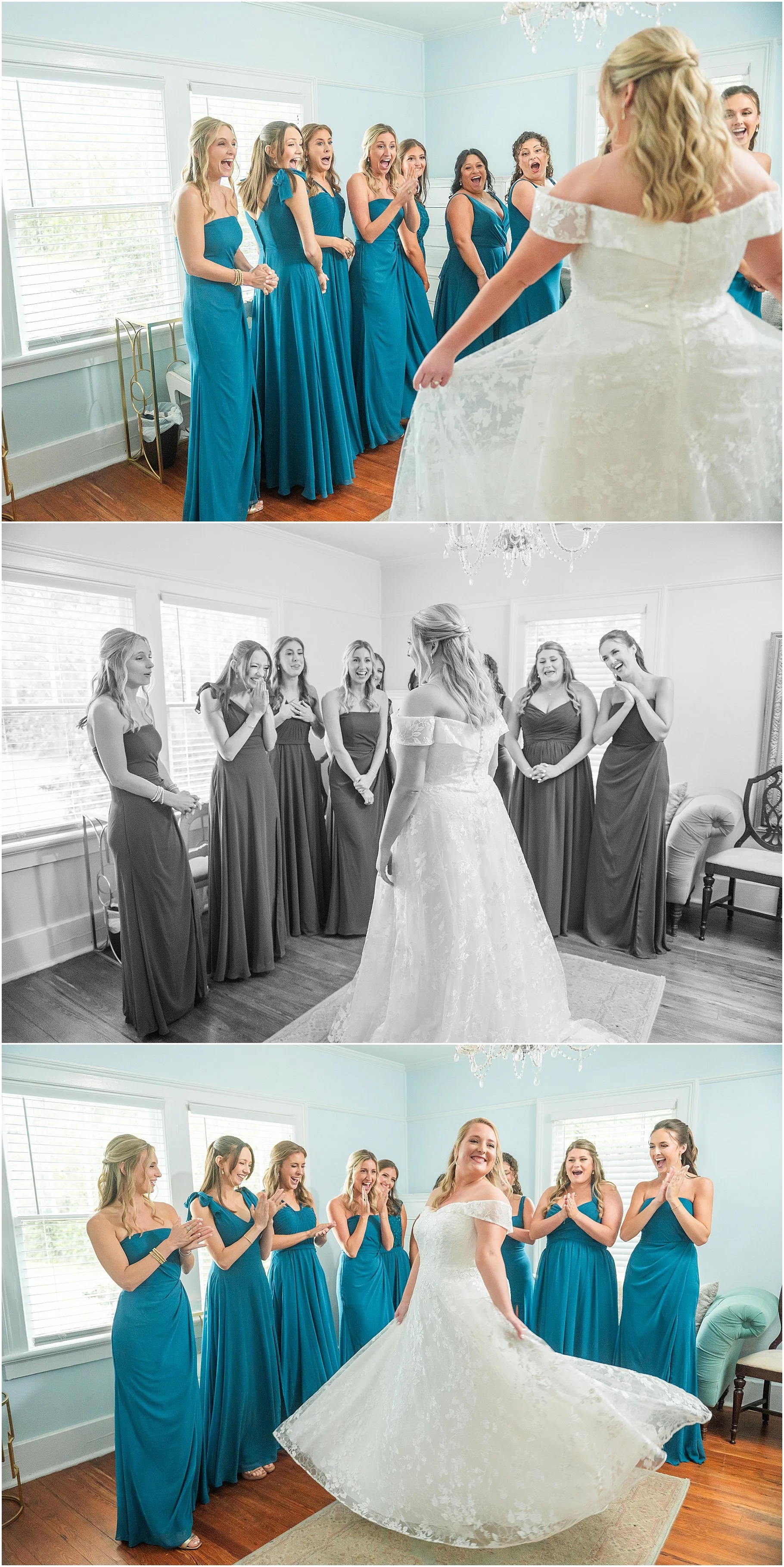 First Look with Bridesmaids | SC Wedding Photographer