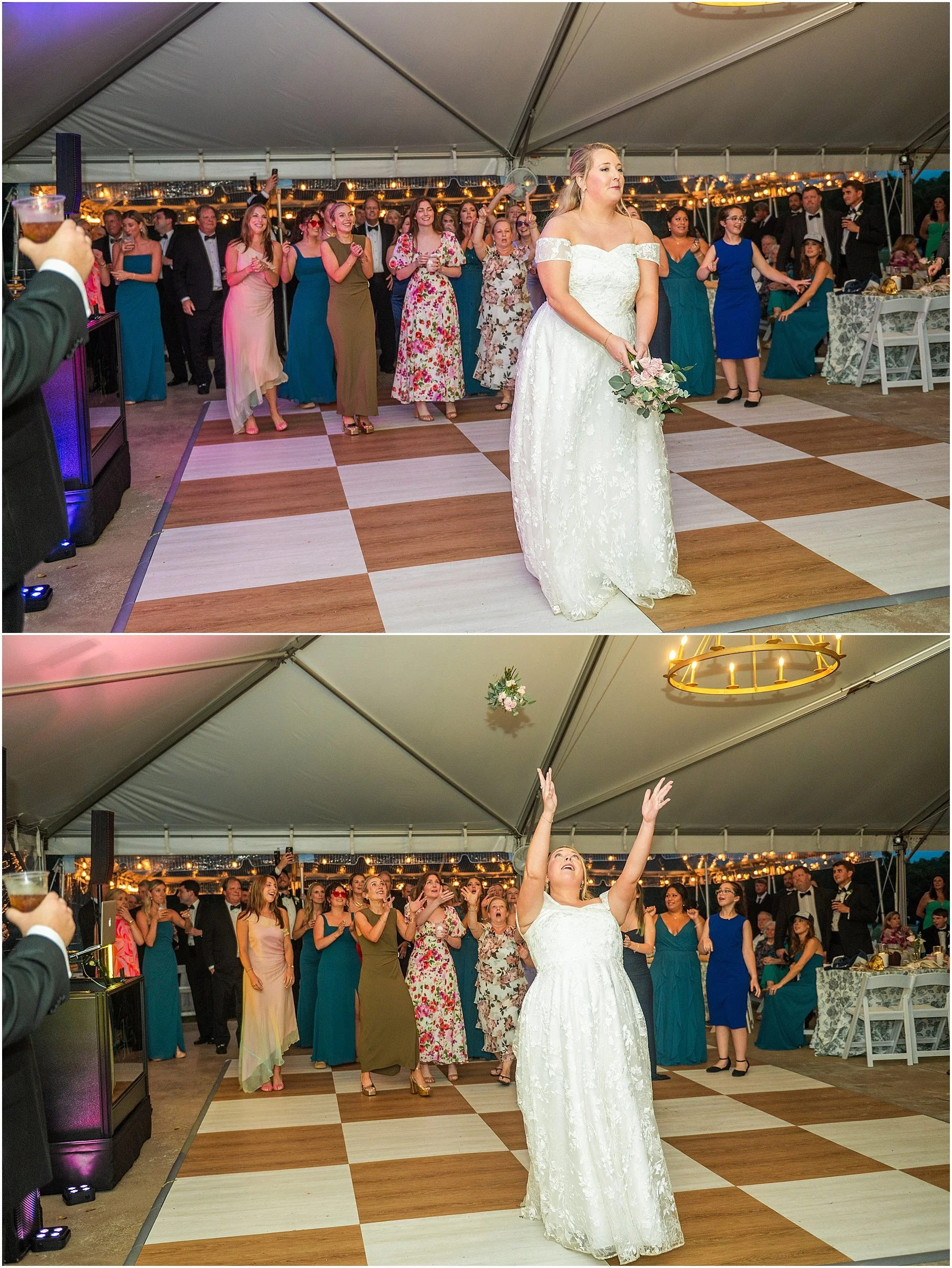 Bridal Bouquet Toss | SC Wedding Photographer