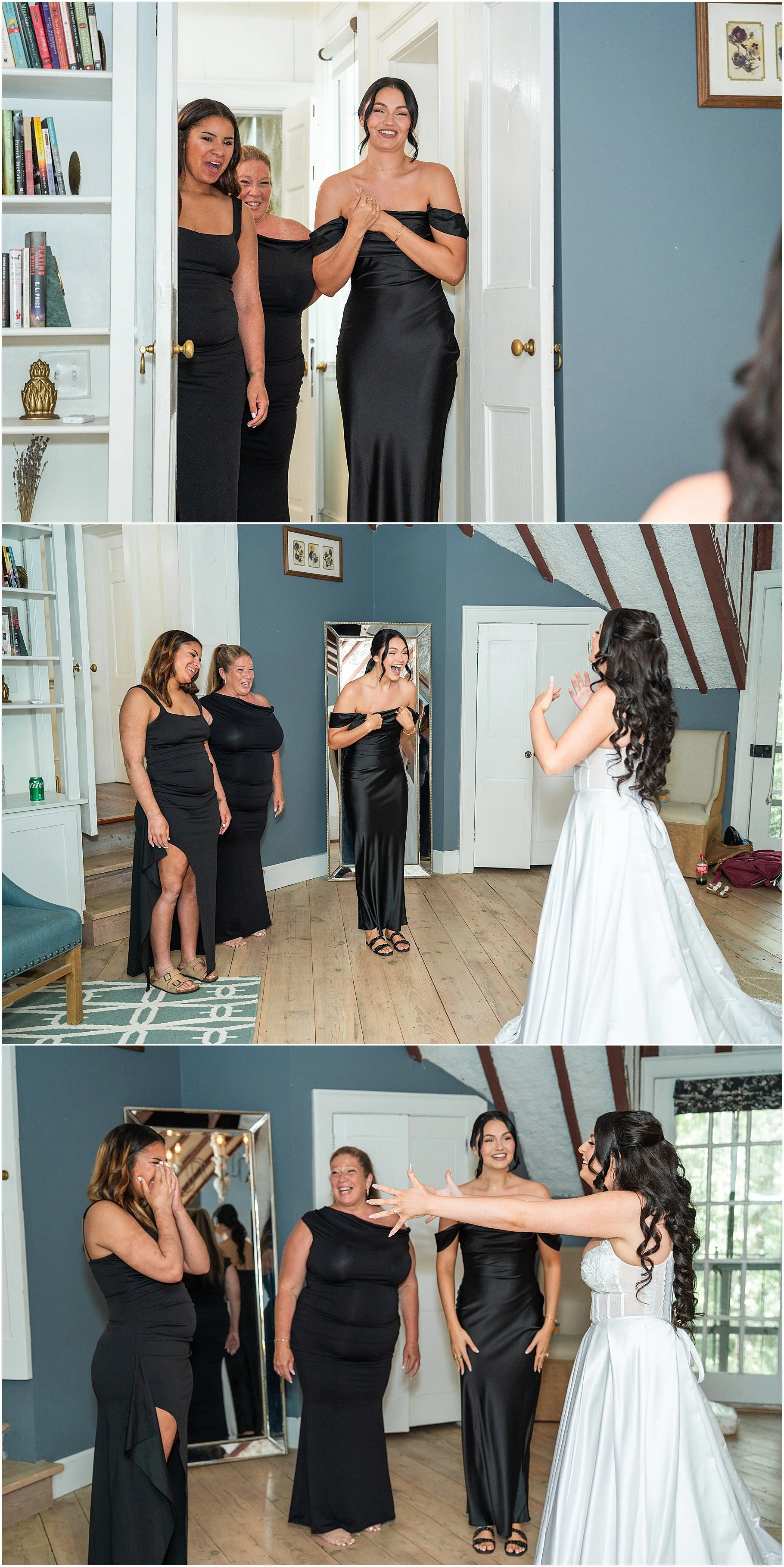 First Look with Bridesmaids | Robertson Homestead Bridal Suite