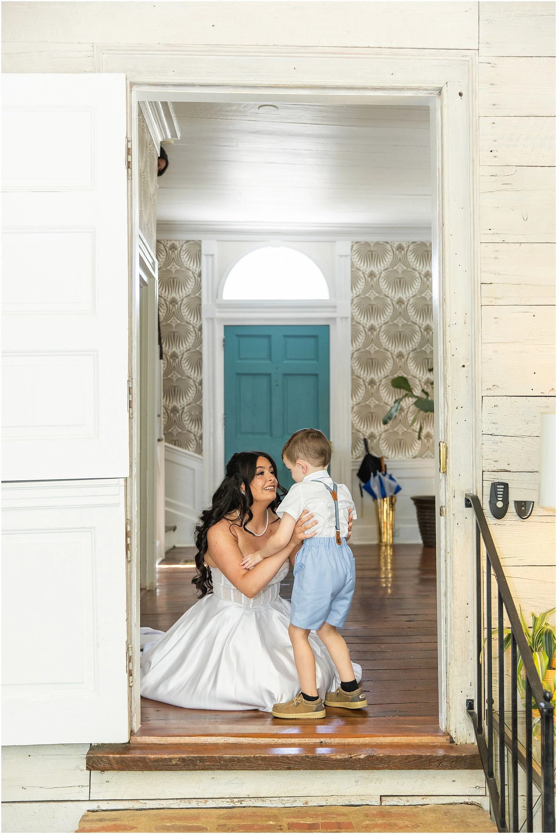 First Look between Bride and Son | Historic Robertson Homestead