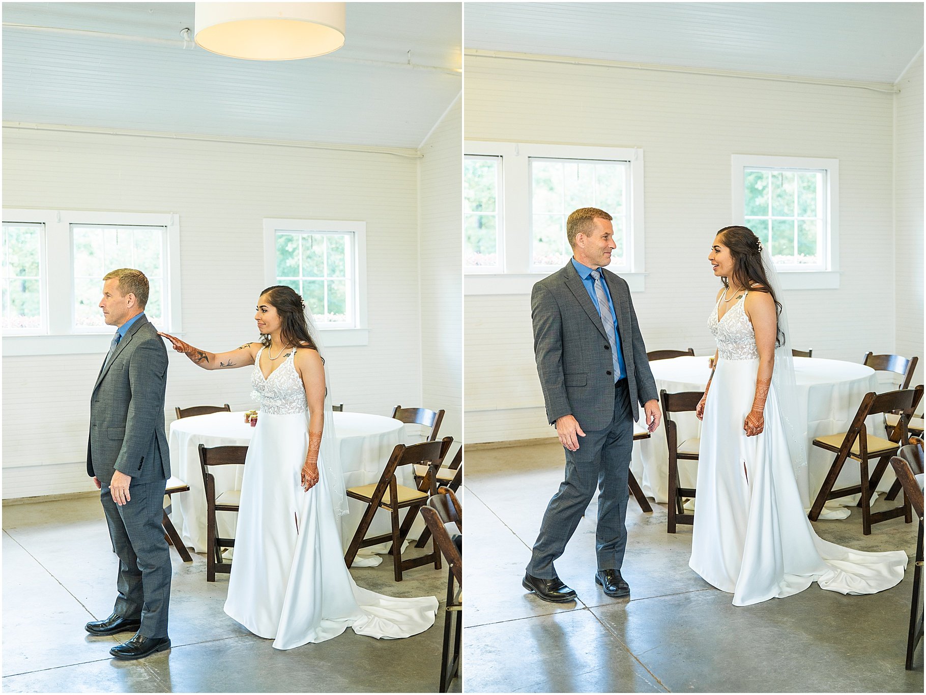 First Look between Bride and Dad | Fort Mill Wedding Photographer