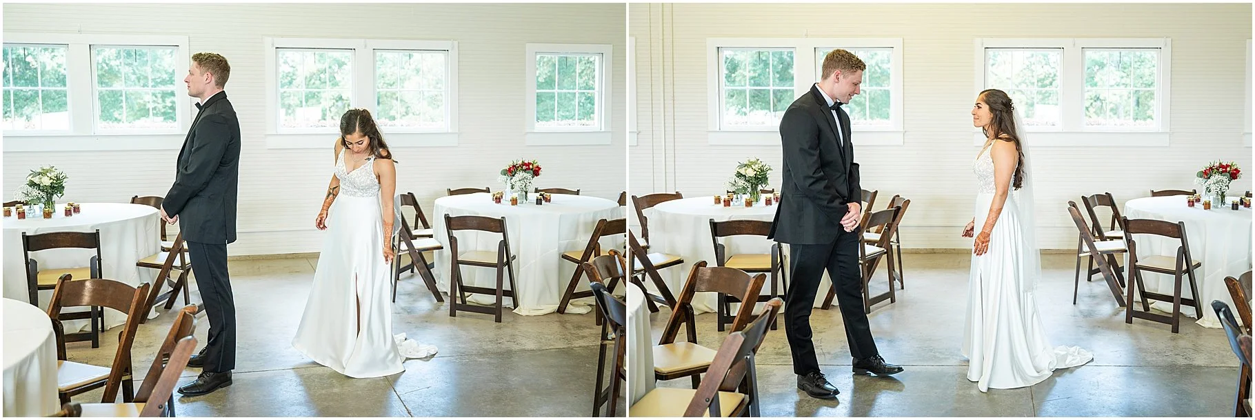 First Look between Bride and Groom | Fort Mill Wedding Photographer