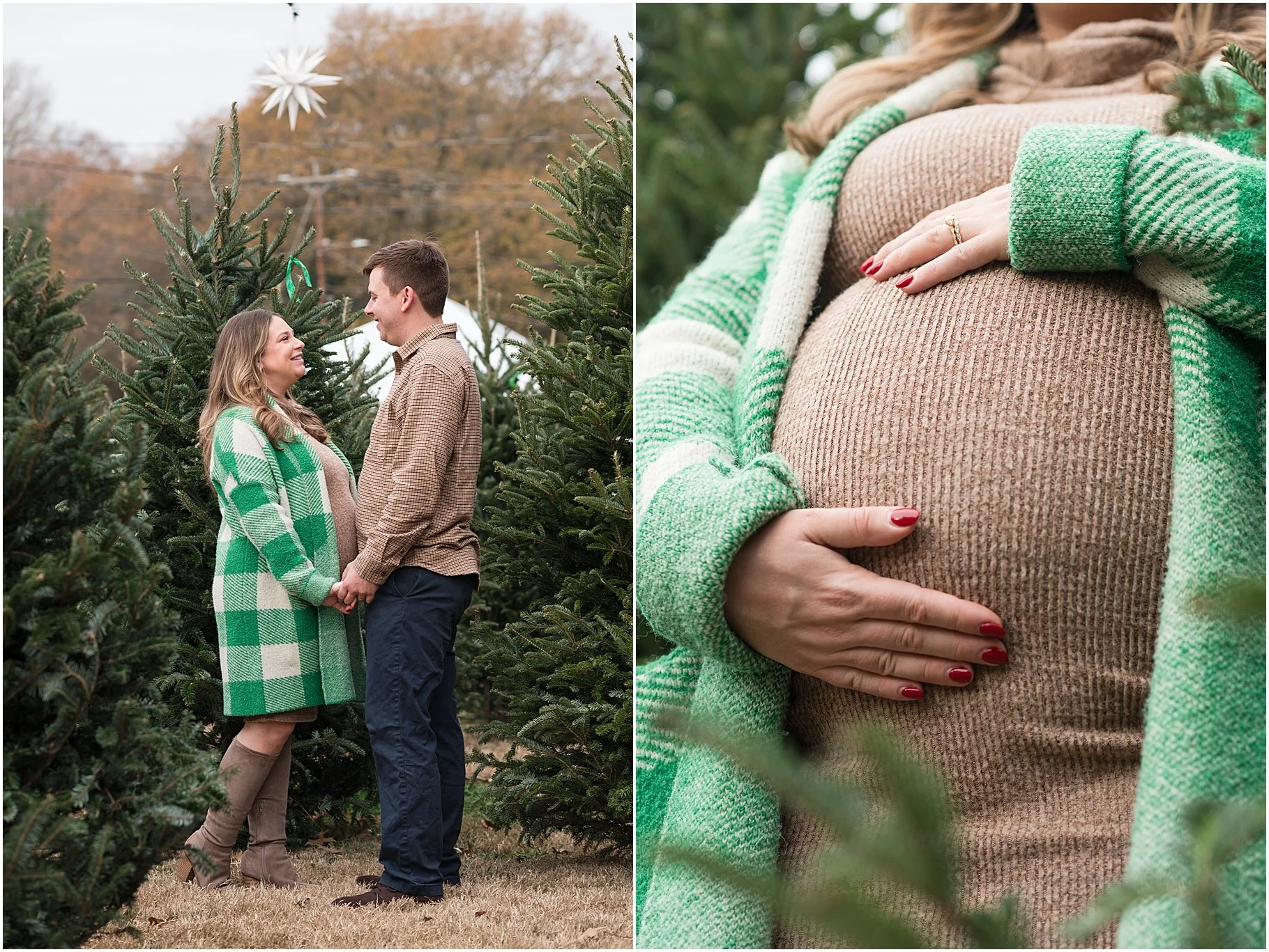Christmas Tree Farm Maternity Session | Belmont Maternity Photographer