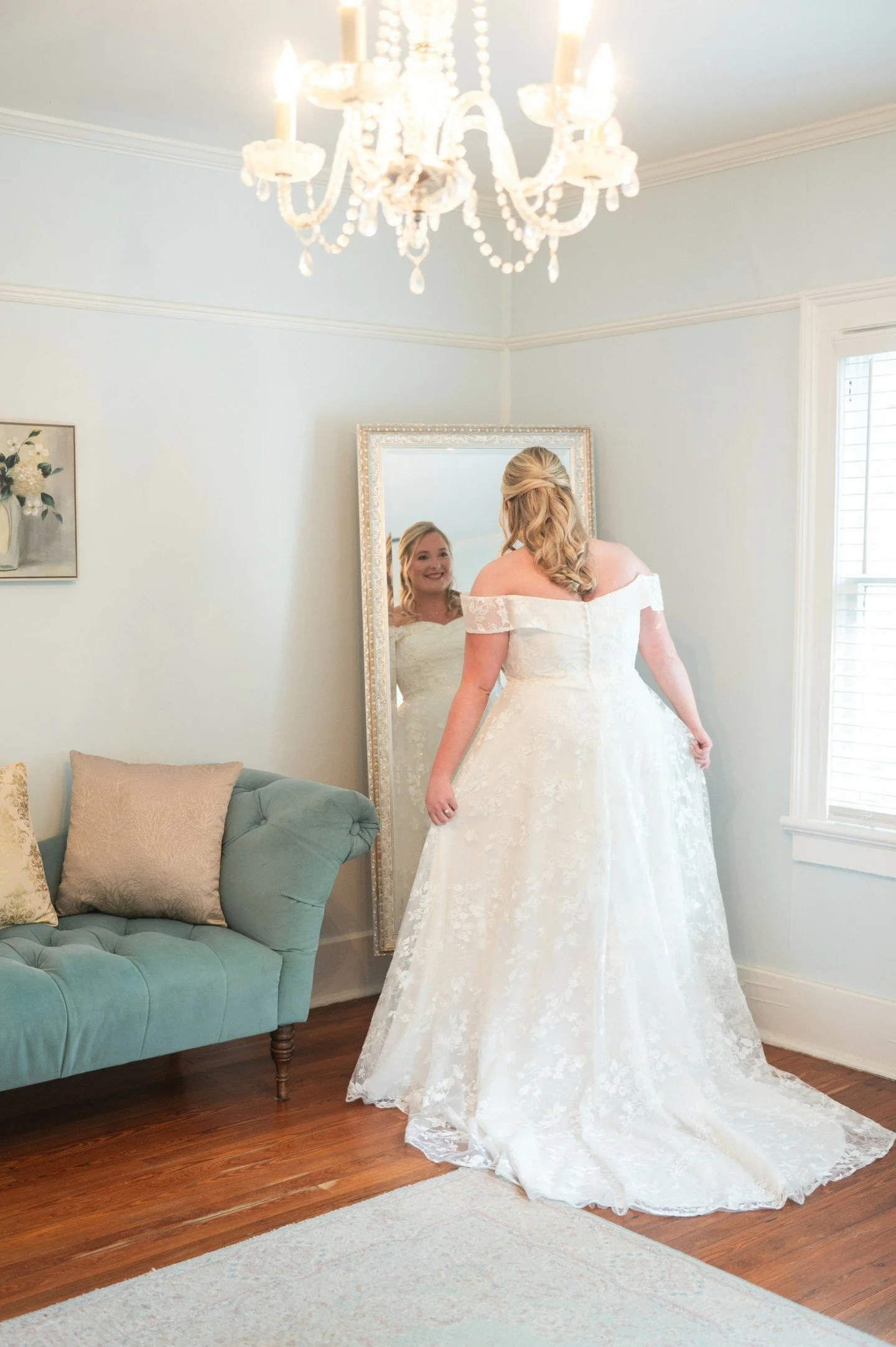 I love bridal portrait sessions, and I especially love doing them in bridal suites with pretty light, big mirrors, and unique spaces!  Last Spring I got to take Sarah Claire's portraits at Wingate Place, just outside of Charleston.  What a dreamy loc
