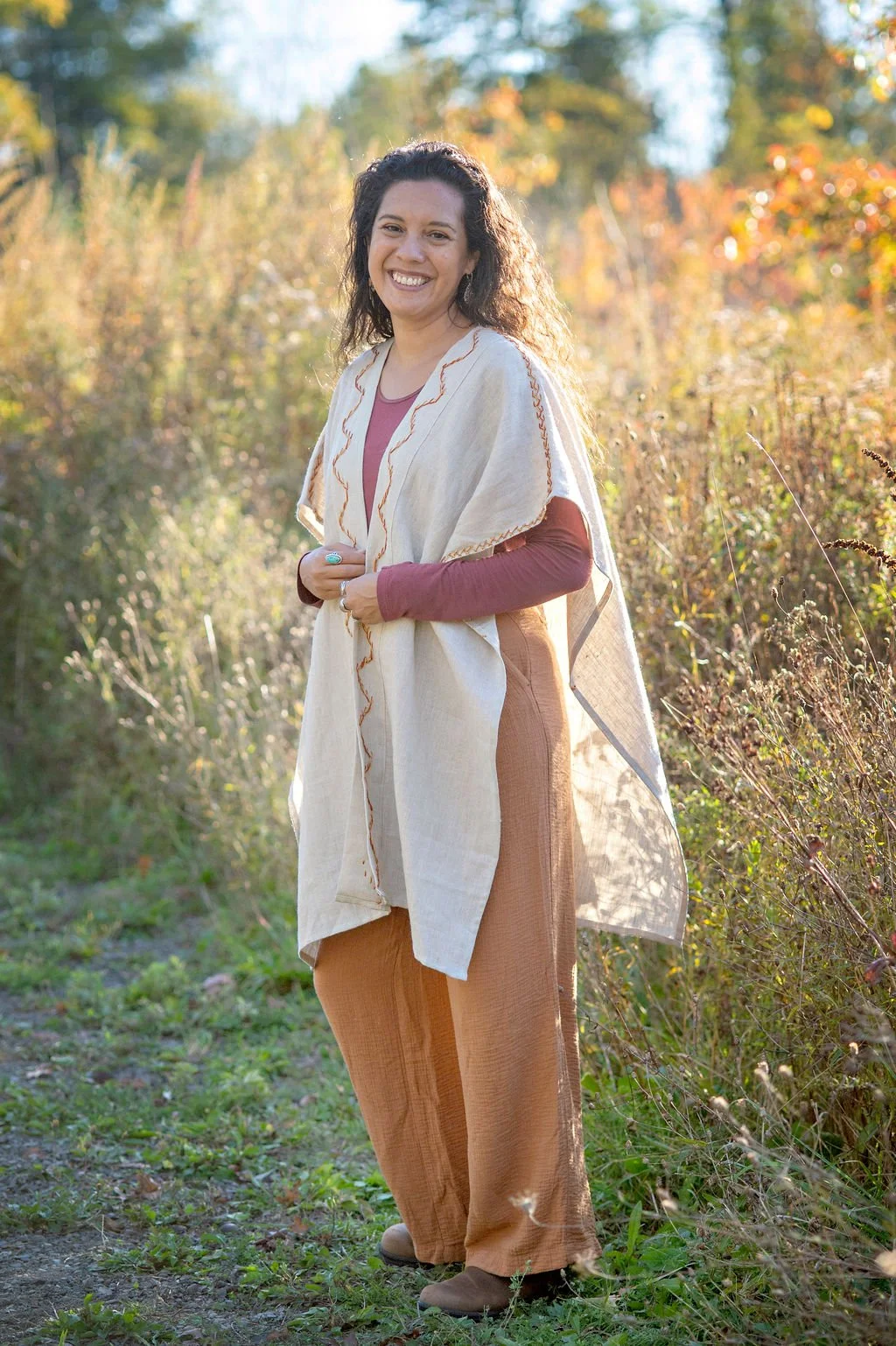 Citrus Flame Open Front Tunic