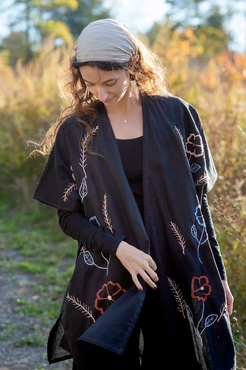 Midnight Floral Open Front Tunic
