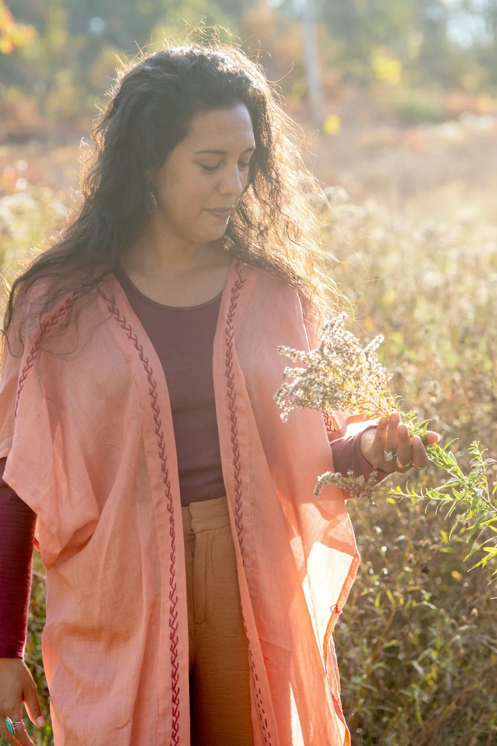 Crimson Drift Open Front Tunic