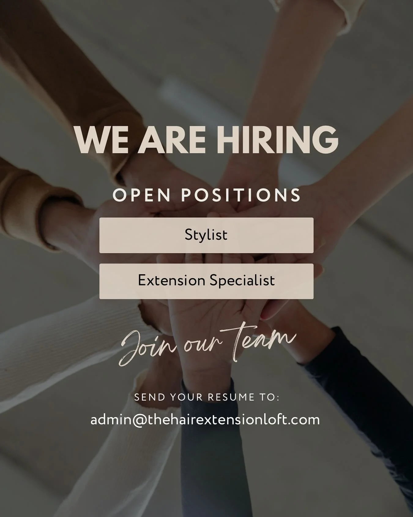 🌟Join Our Growing Team🌟

We are excited to announce that our salon is expanding, and we&rsquo;re on the lookout for an experienced stylist and extension specialist to join our talented family! 

If you have experience and a clientele, we&rsquo;d lo