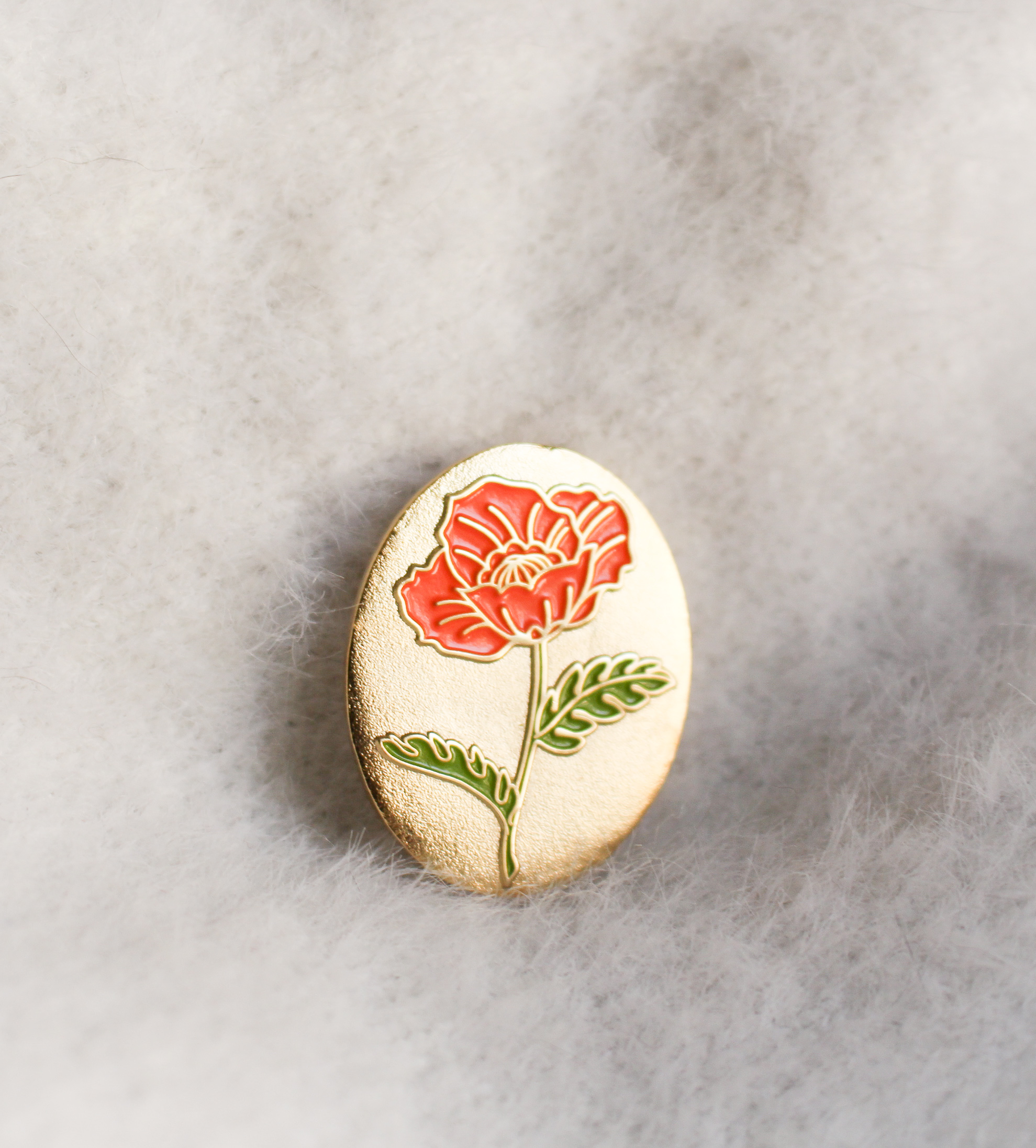Bon Femmes - Red and Gold Plated California Poppy Enamel Pin