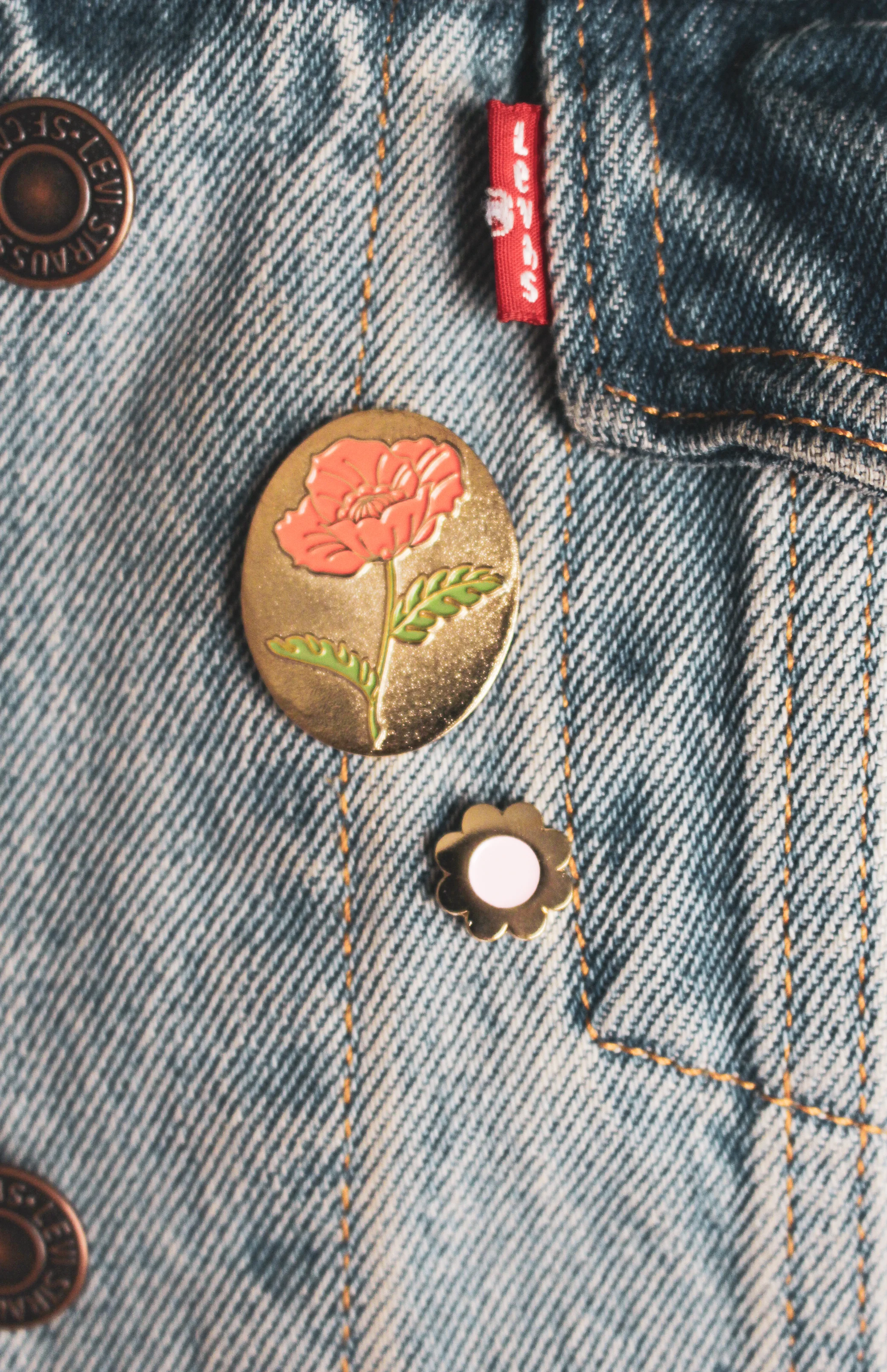Bon Femmes - Red and Gold Plated California Poppy Enamel Pin