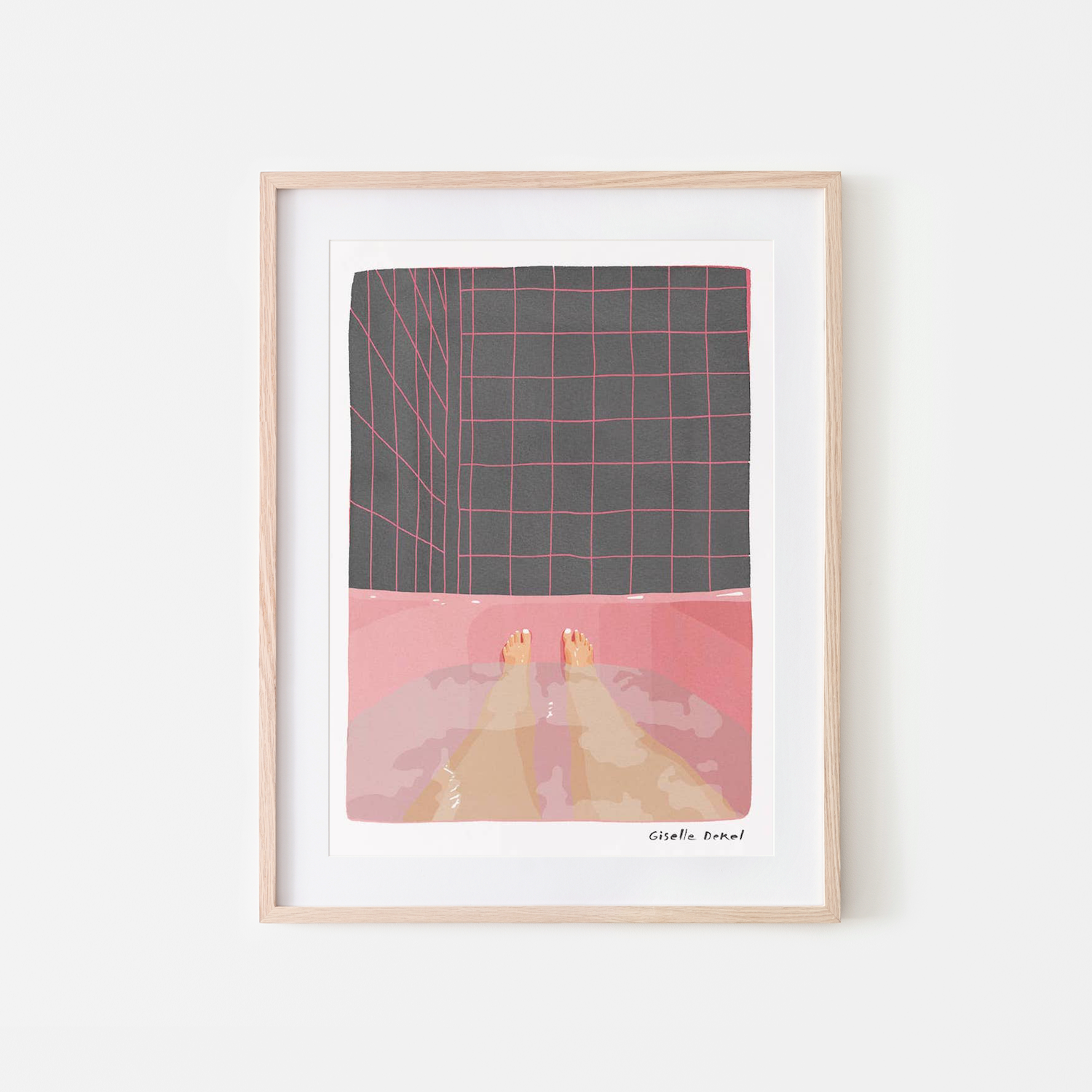 Pink Bathroom Art Print Giselle Dekel — Bon Femmes
