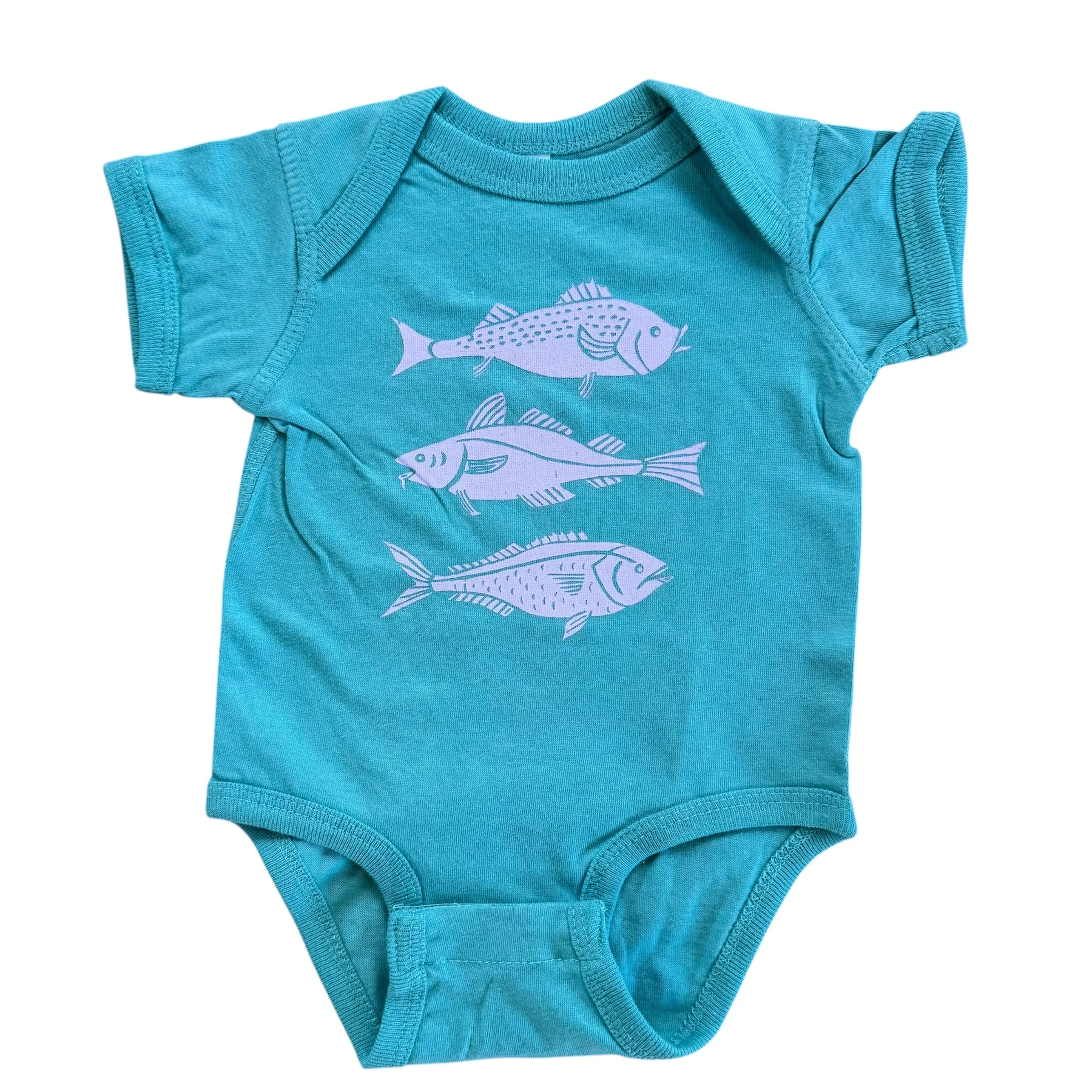 Baby 3 Fish Short Sleeve Onesie