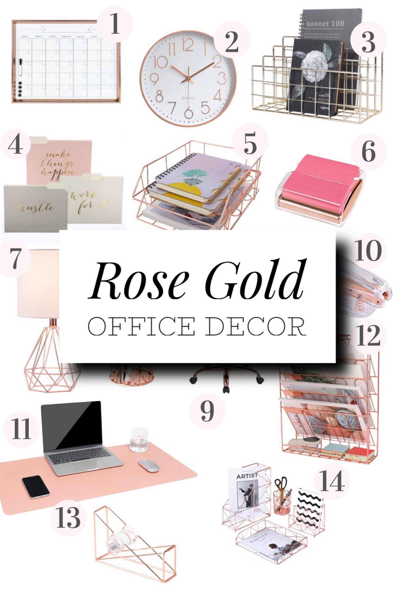 Rose Gold Office Decor From Amazon