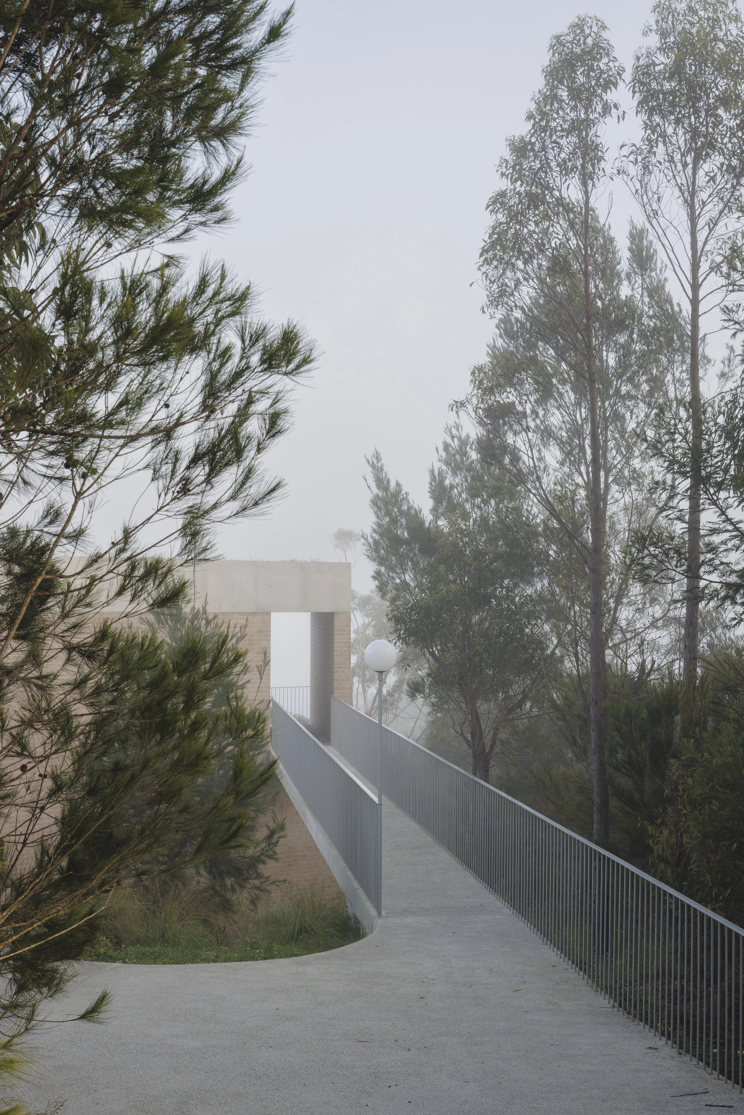 EA house Bridge access to the house on the edge of a cliff. Dramatic architecture.