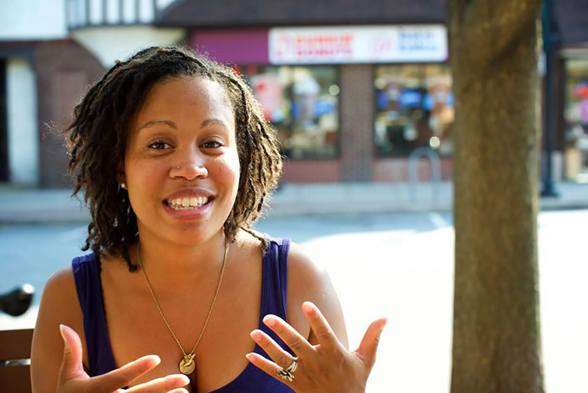 Local writer Satya Nelms, one of the organizers of “One Book, One Swarthmore,” will lead a poetry workshop for teens and tweens on Monday, June 10, at the Council Room of Swarthmore Borough Hall. Photo by Andy Shelter.