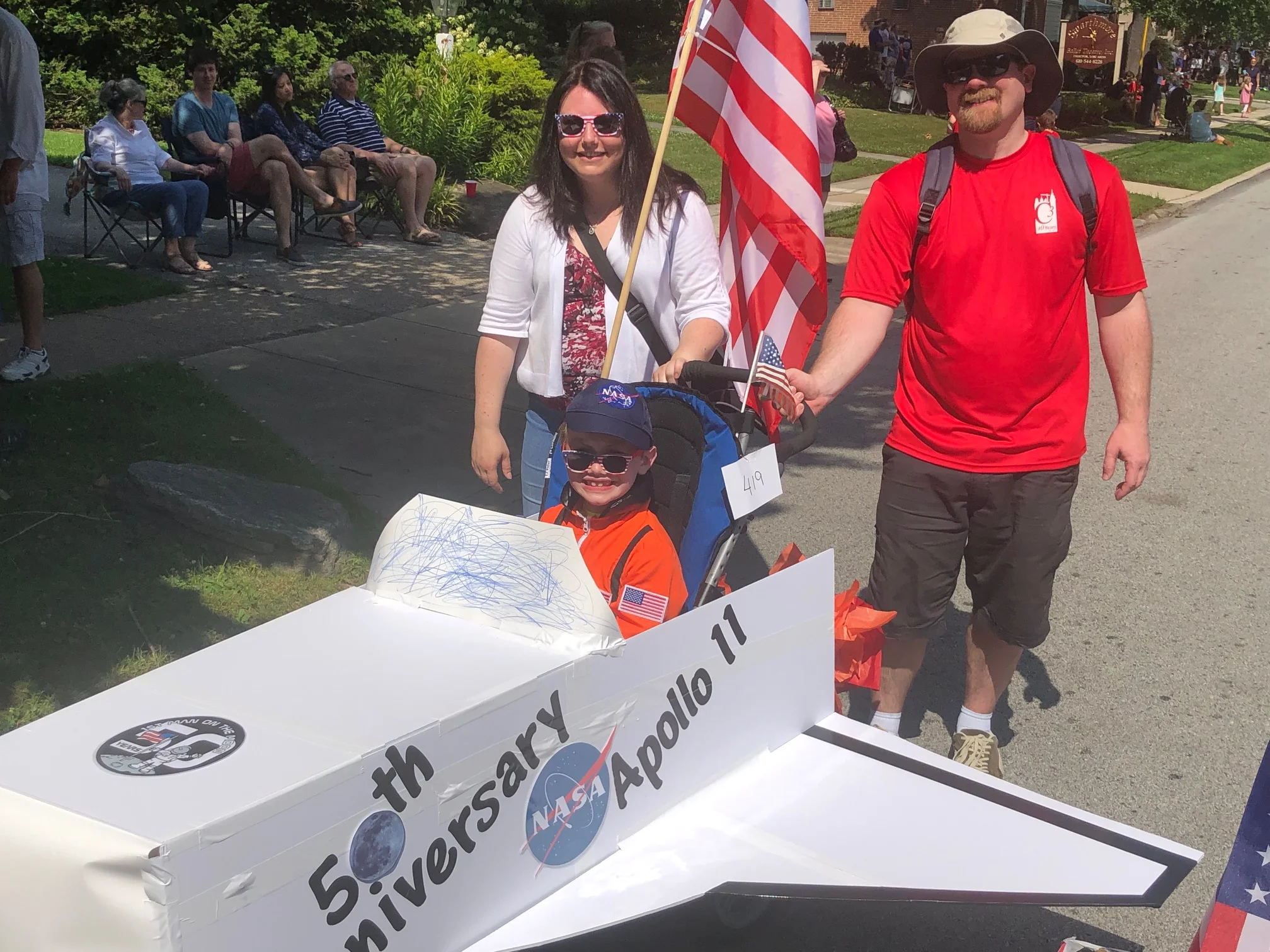 Swarthmore Lions Club’s first place float winner, The 50th Anniversary of Apollo 11.