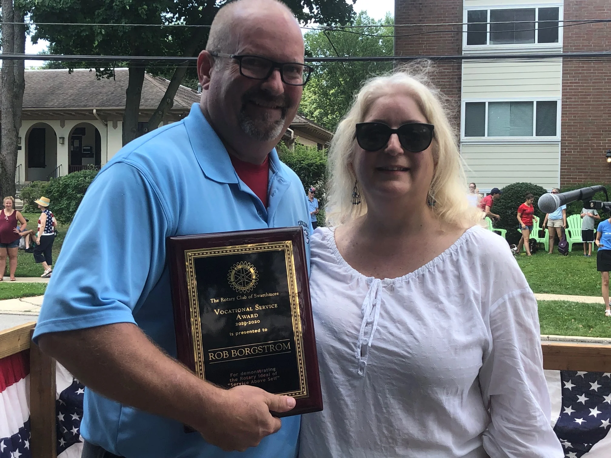 Rob Borgstrom and Swarthmore Rotary President Maria Zissimos