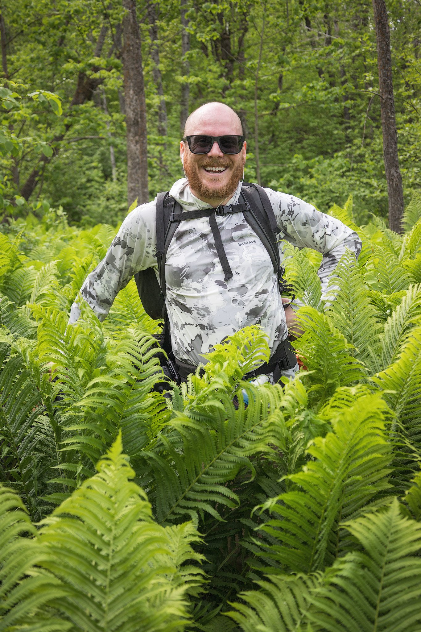 Justin in a sea of ferns.